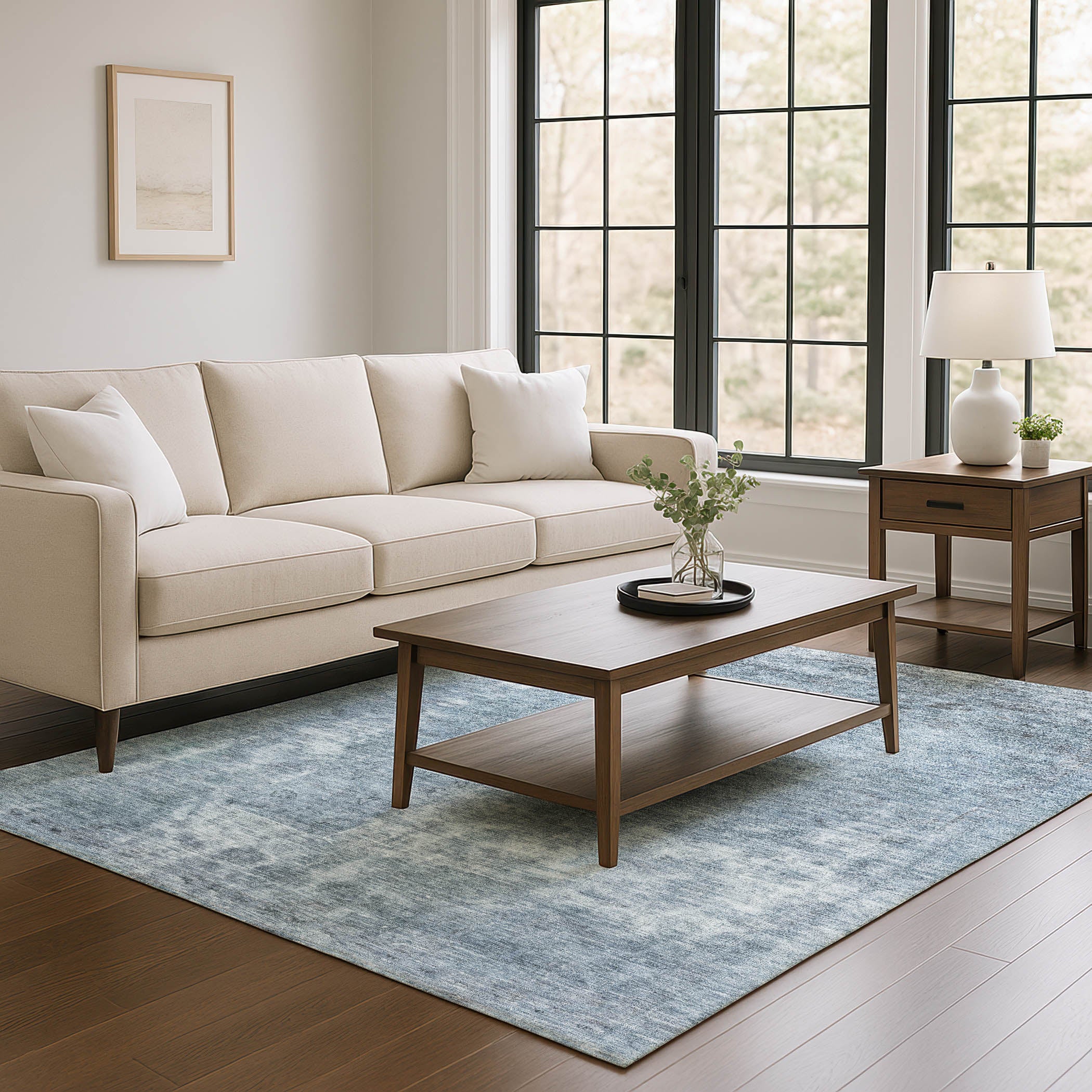 Dublin Machine Washable Traditional Blue Rug 2'6" x 3'10" #shape_Rectangle