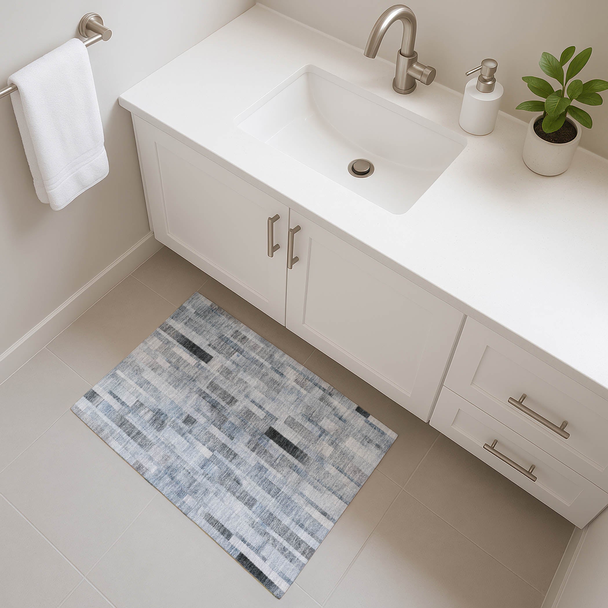 Siena Machine Washable Transitional Blue Rug 1'8" x 2'6" #shape_Rectangle