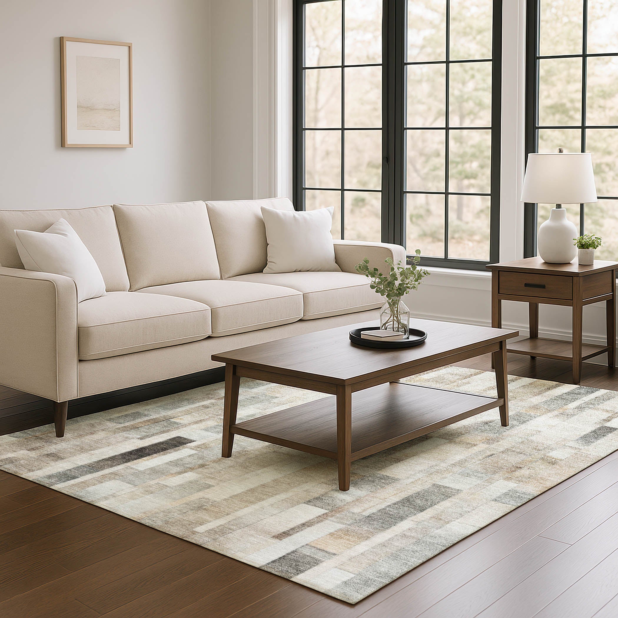 Siena Machine Washable Transitional Taupe Brown Rug 2'6" x 3'10" #shape_Rectangle
