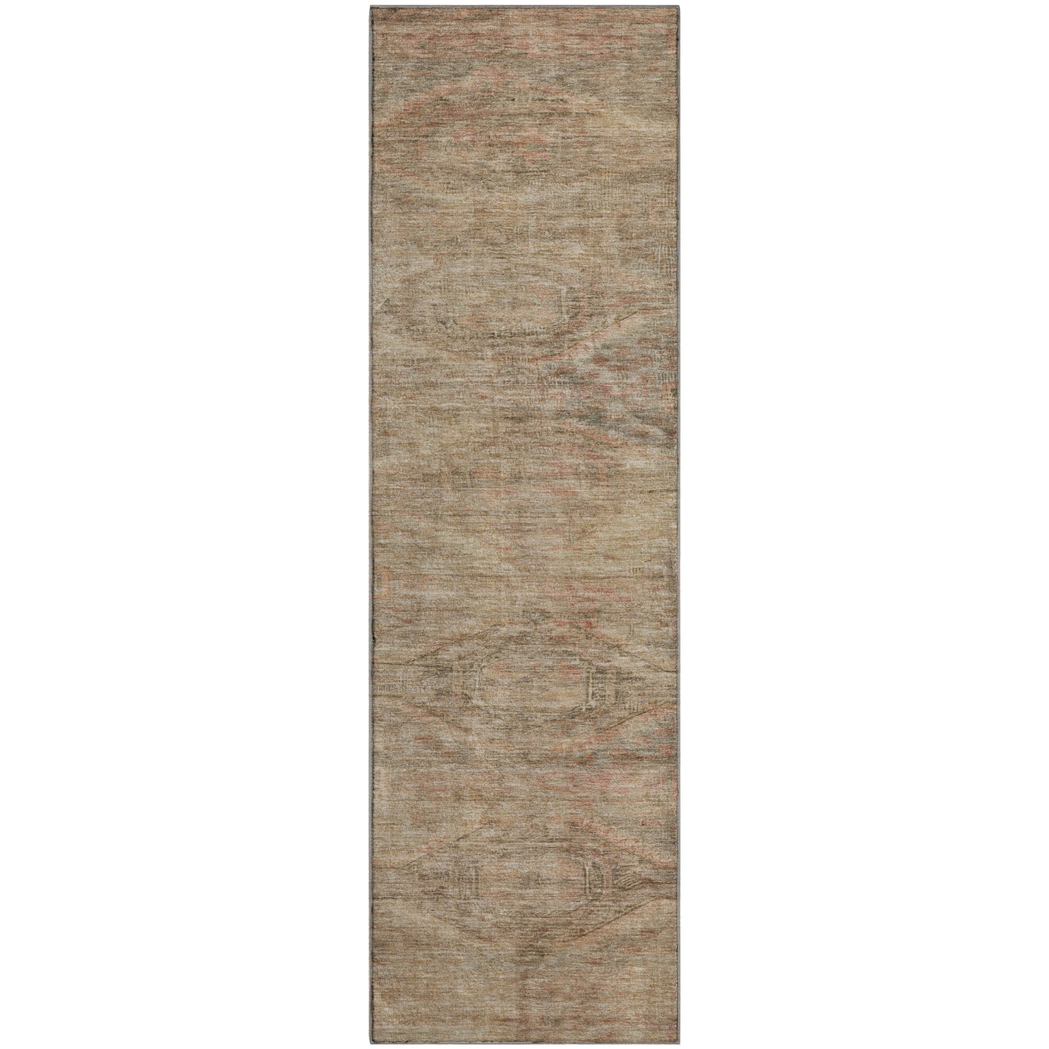Santorini Machine Washable Traditional Beige Brown Rug 2'3" x 7'6" #shape_Runner