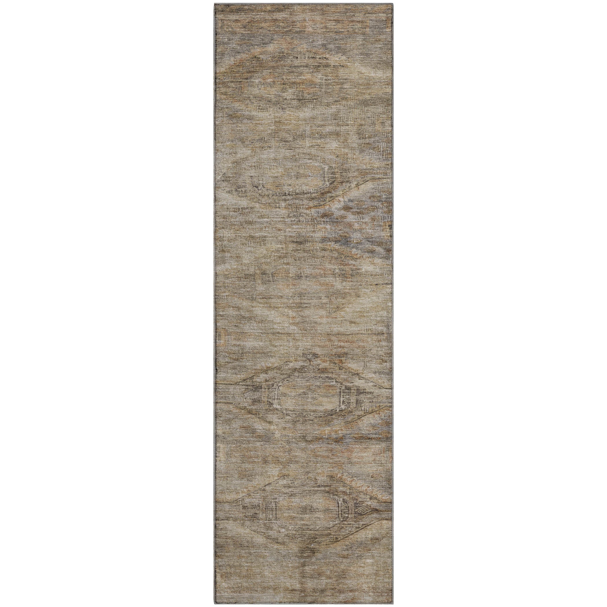 Santorini Machine Washable Traditional Brown Rug 2'3" x 7'6" #shape_Runner