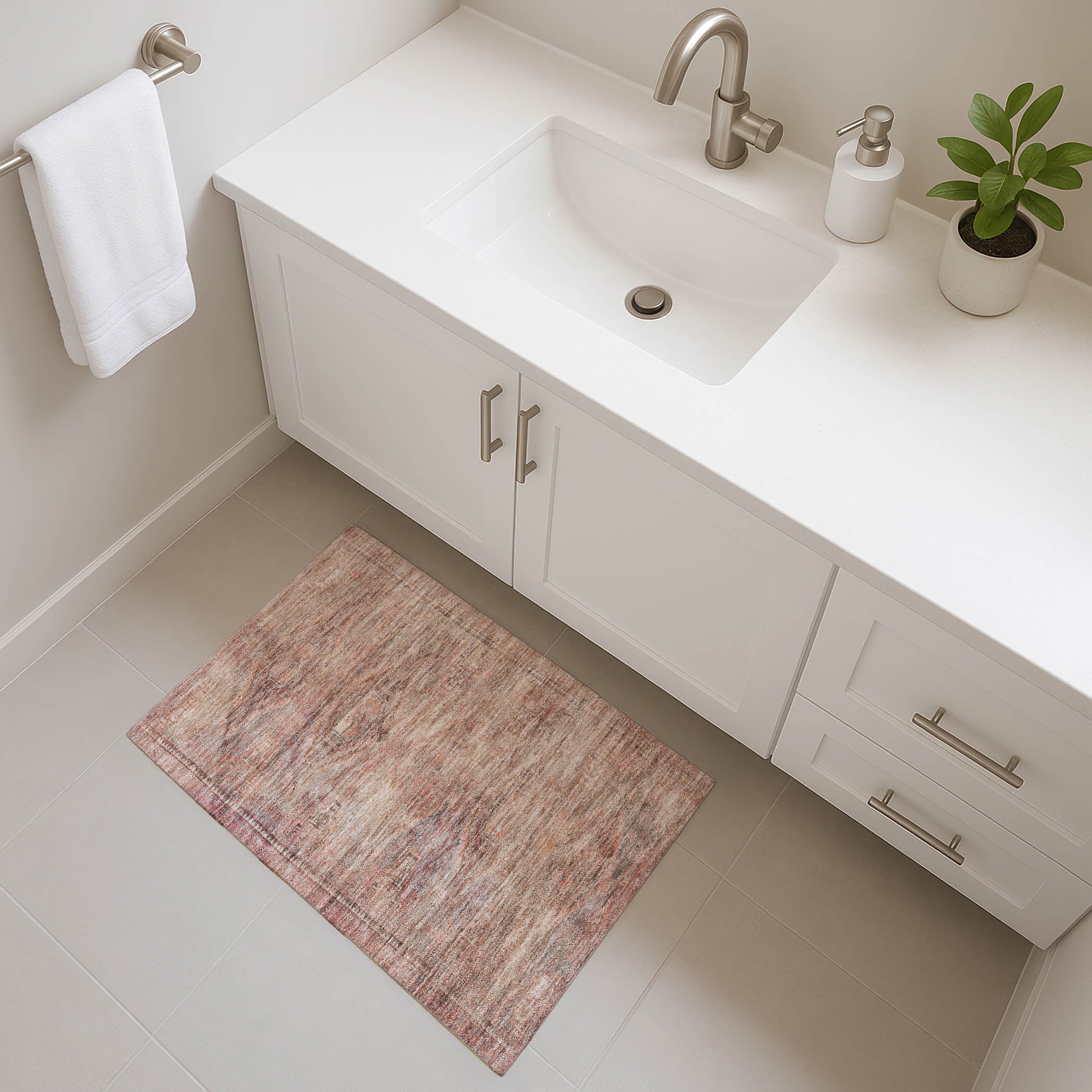 Santorini Machine Washable Traditional Salmon Orange Rug 1'8" x 2'6" #shape_Rectangle