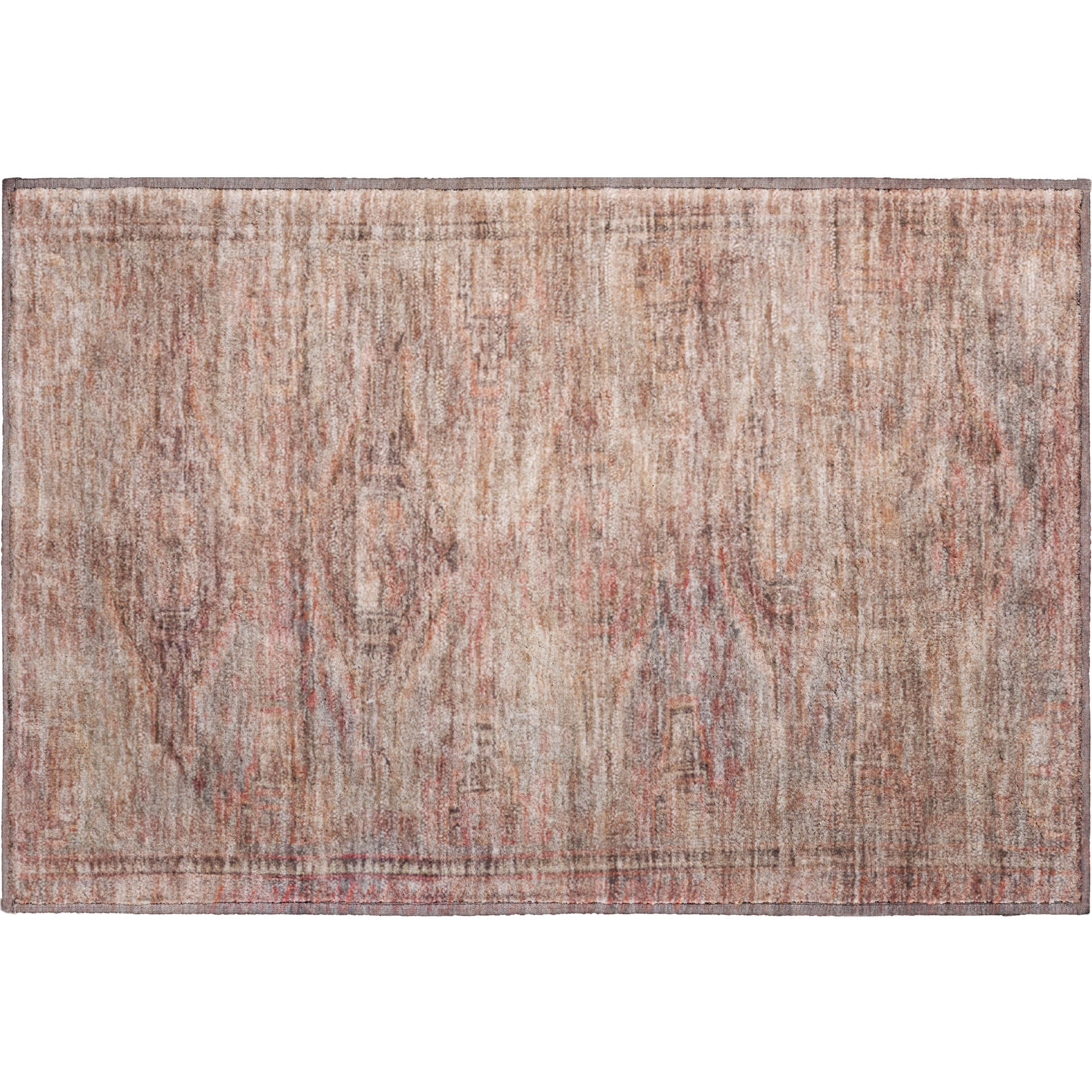 Santorini Machine Washable Traditional Salmon Orange Rug 1'8" x 2'6" #shape_Rectangle