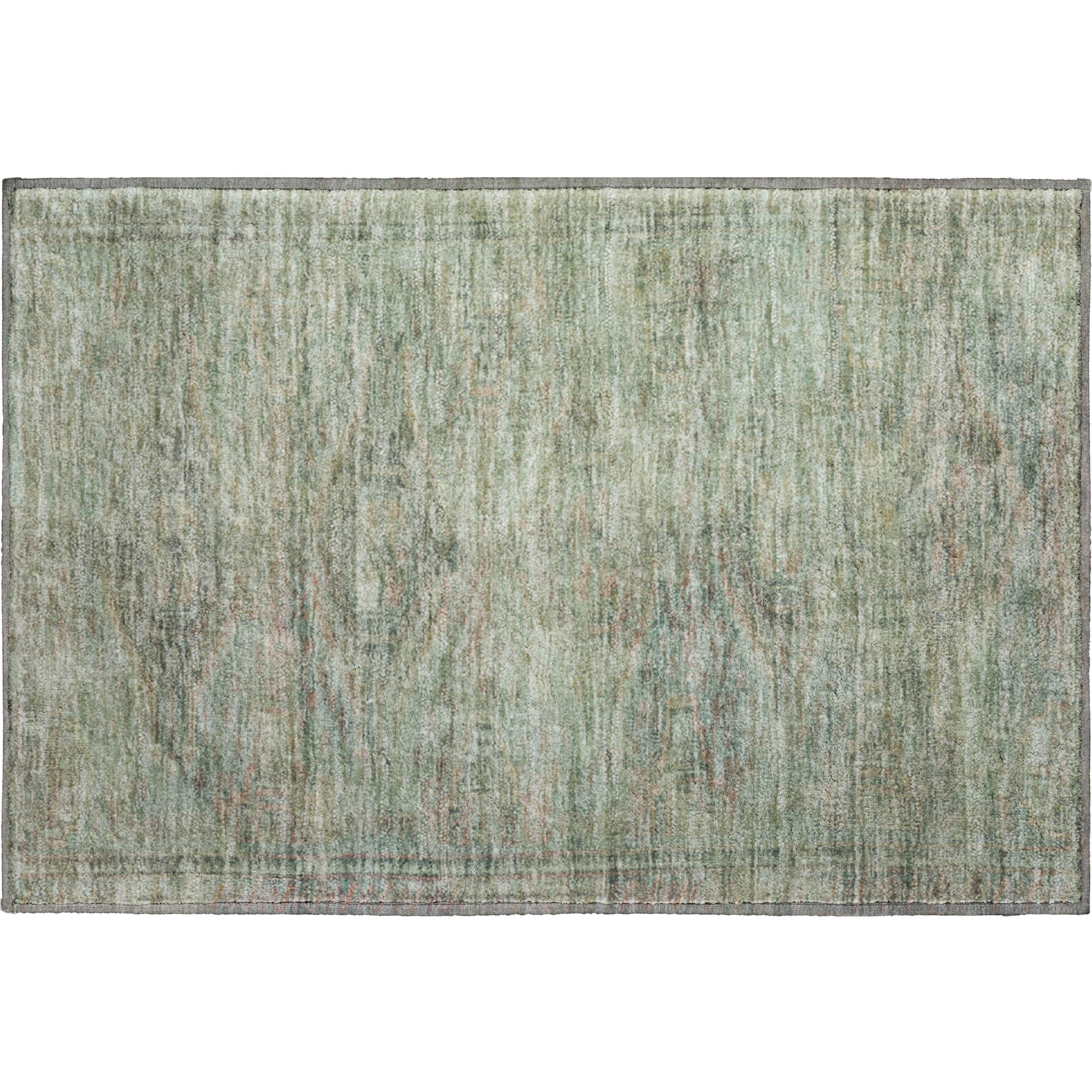 Santorini Machine Washable Traditional Teal Rug 1'8" x 2'6" #shape_Rectangle