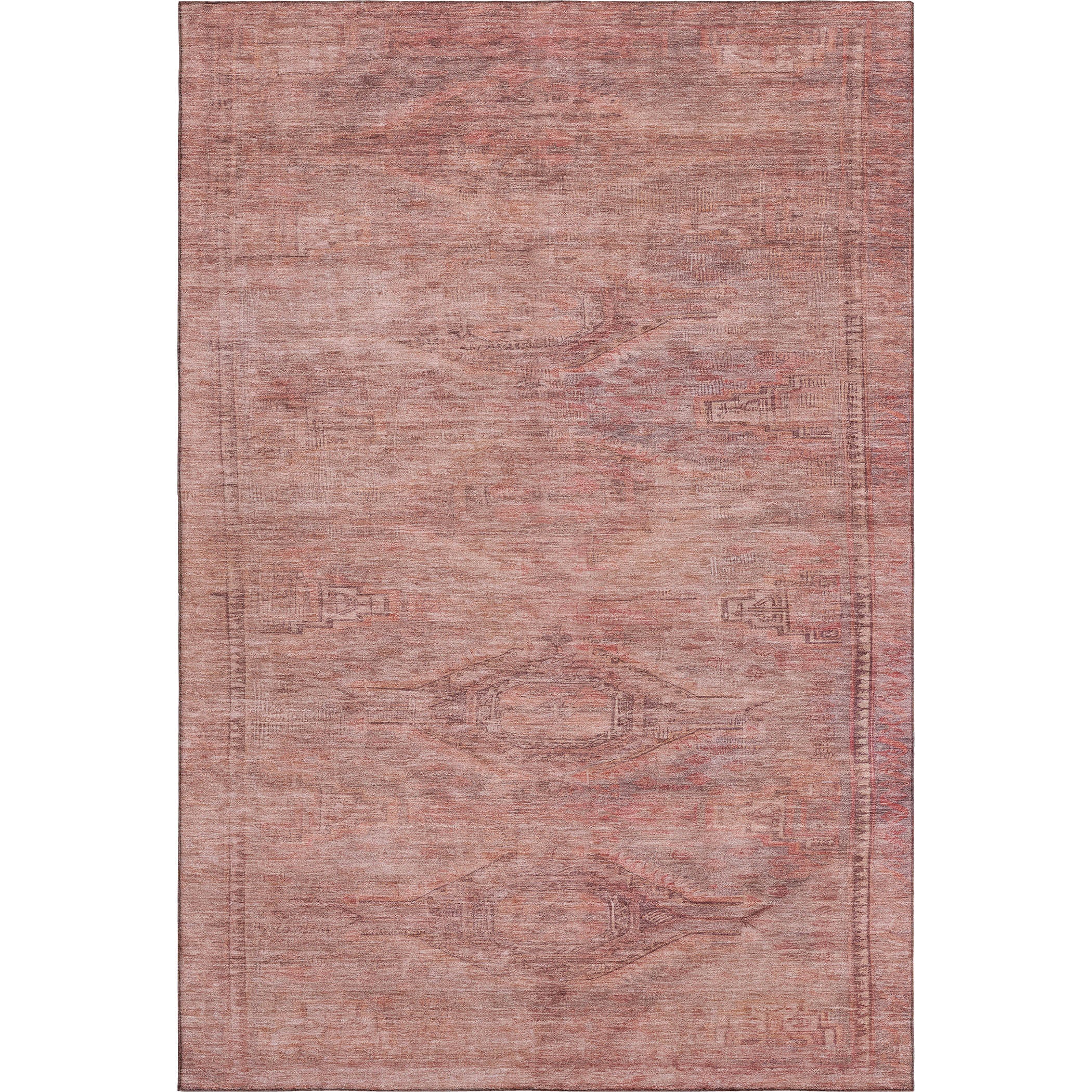Santorini Machine Washable Traditional Terracotta Orange Rug 2'6" x 3'10" #shape_Rectangle