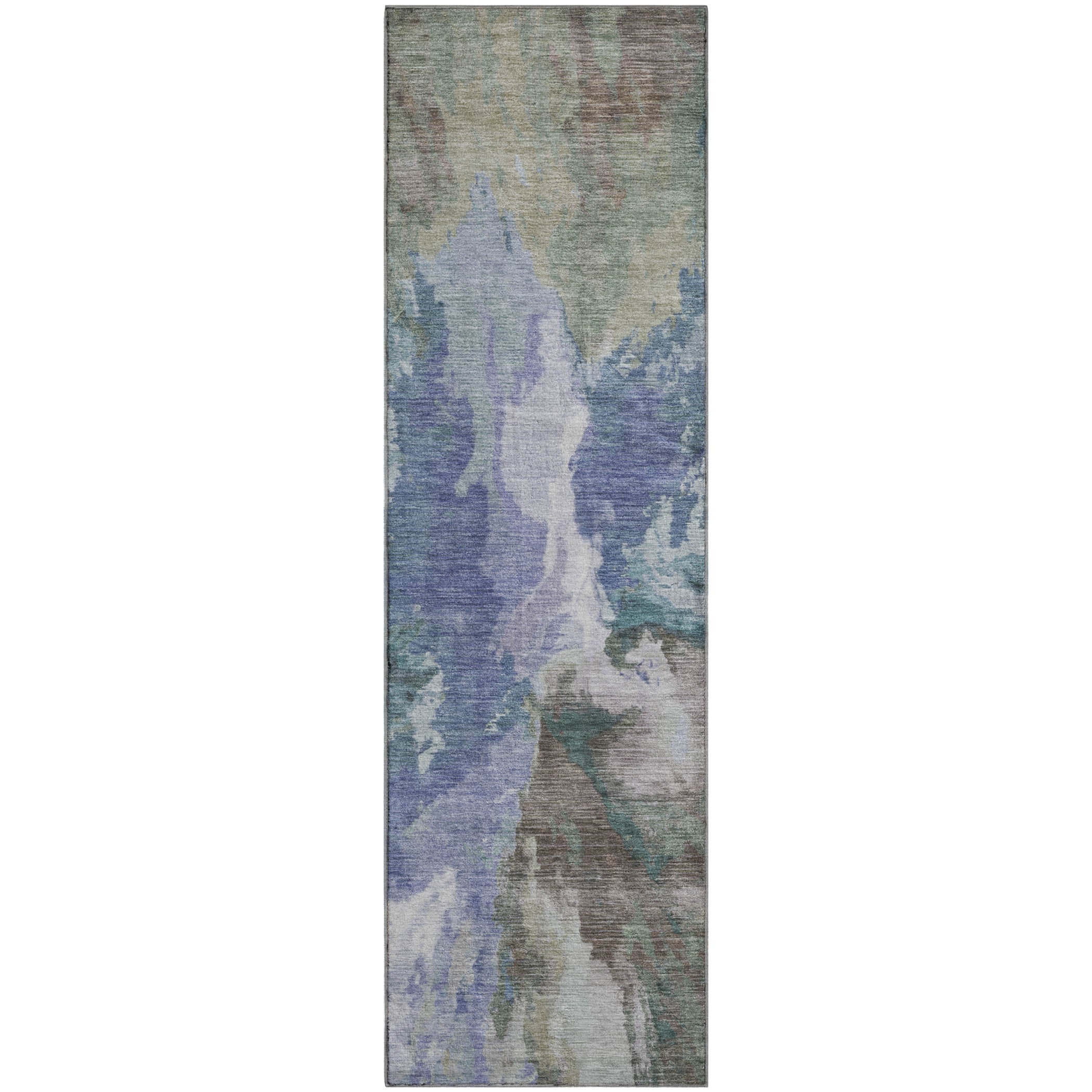 Oaxaca Machine Washable Transitional Blue Rug 2'3" x 7'6" #shape_Runner