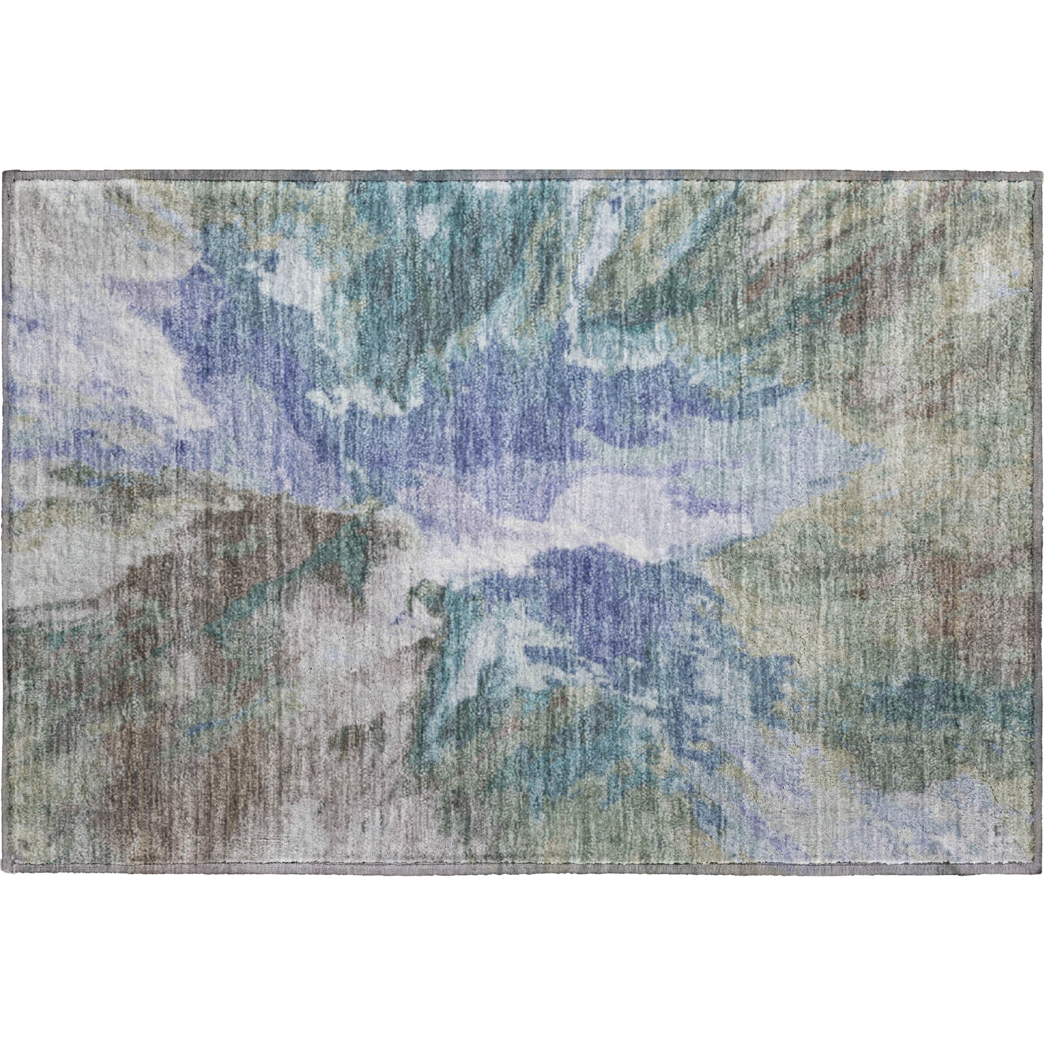 Oaxaca Machine Washable Transitional Blue Rug 1'8" x 2'6" #shape_Rectangle