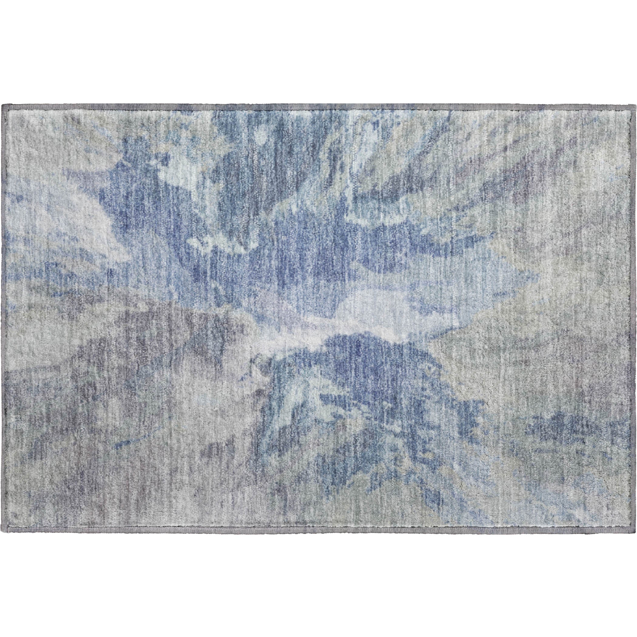 Oaxaca Machine Washable Transitional Denim Blue Rug 1'8" x 2'6" #shape_Rectangle