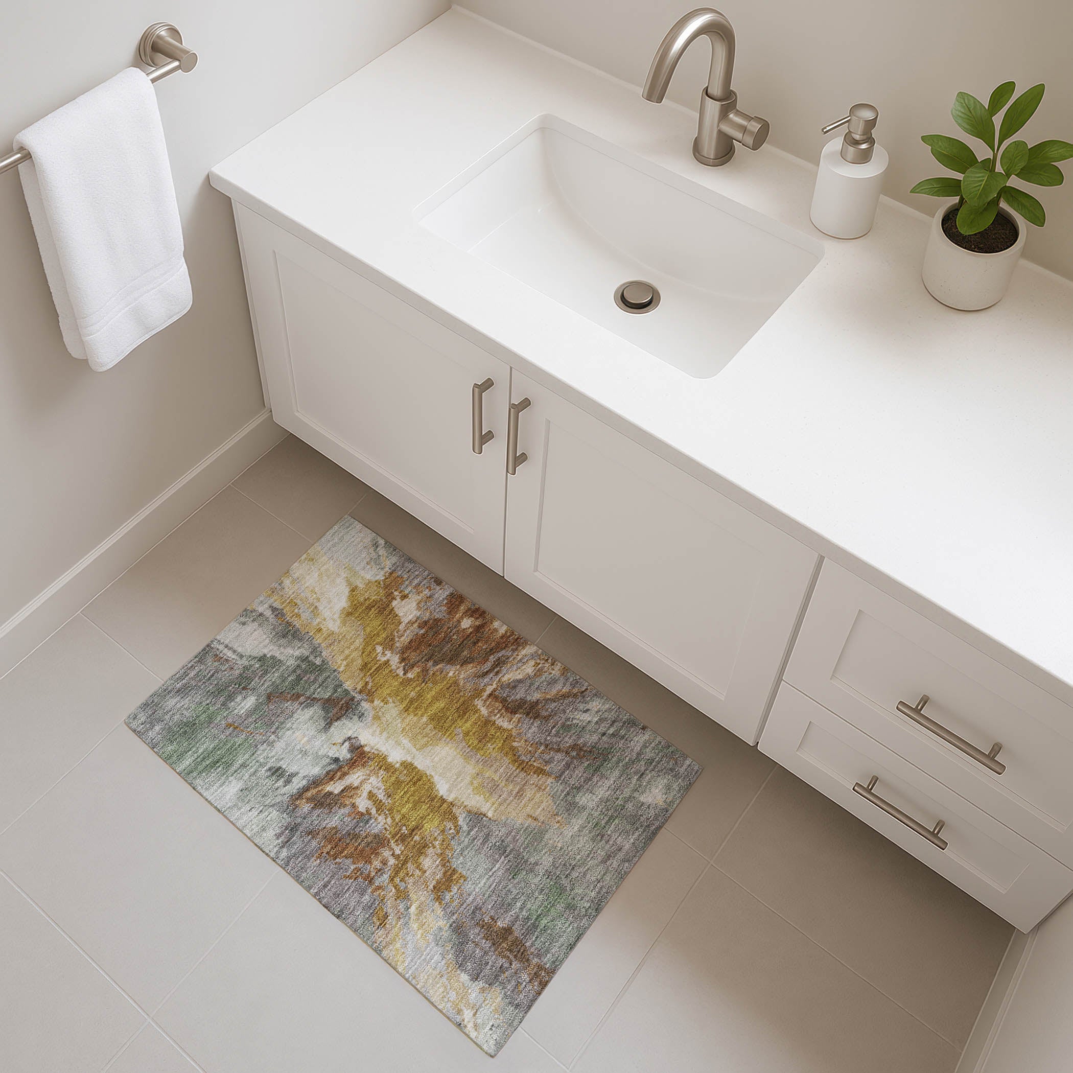 Oaxaca Machine Washable Transitional Gold Rug 1'8" x 2'6" #shape_Rectangle
