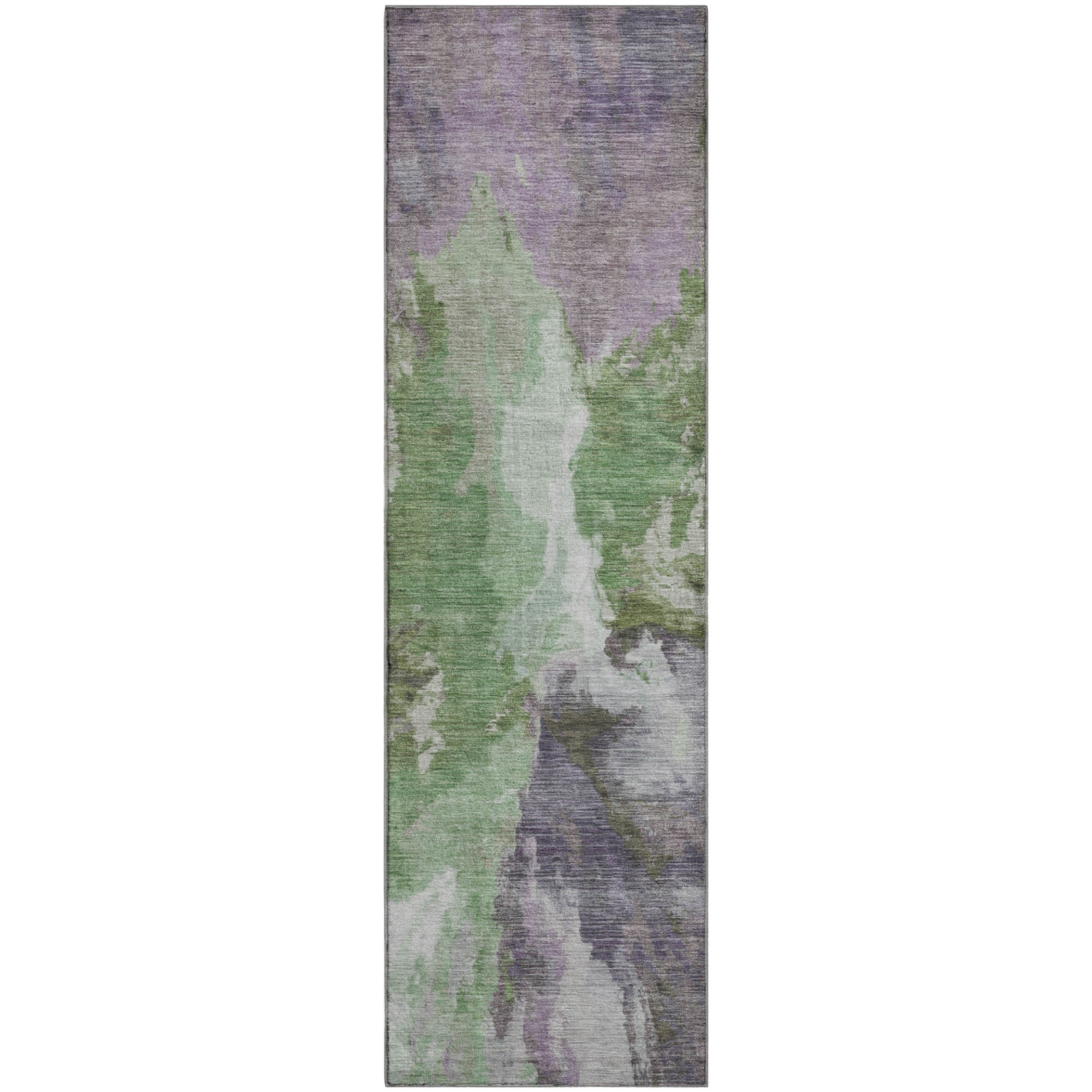 Oaxaca Machine Washable Transitional Green Rug 2'3" x 7'6" #shape_Runner