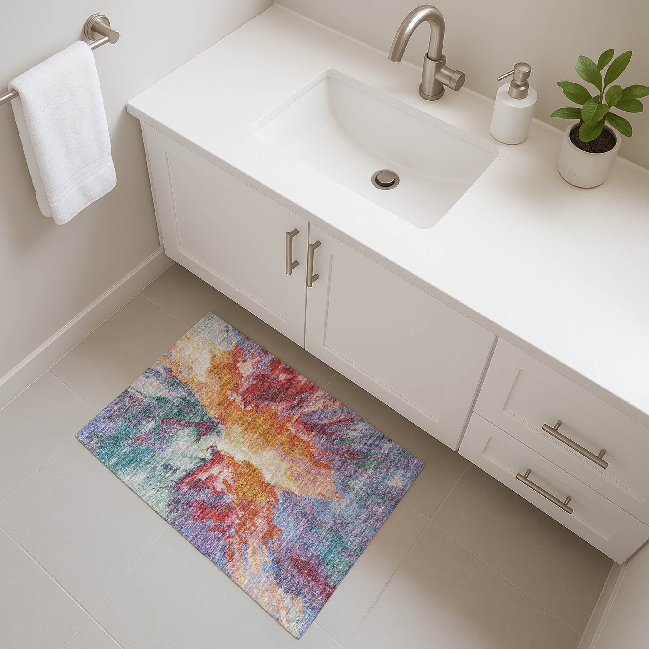 Oaxaca Machine Washable Transitional Orange Rug 1'8" x 2'6" #shape_Rectangle