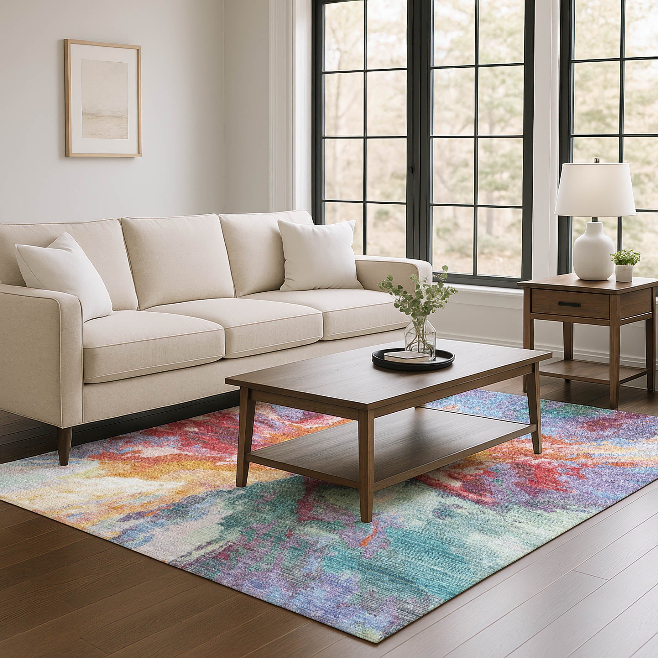 Oaxaca Machine Washable Transitional Orange Rug 2'6" x 3'10" #shape_Rectangle