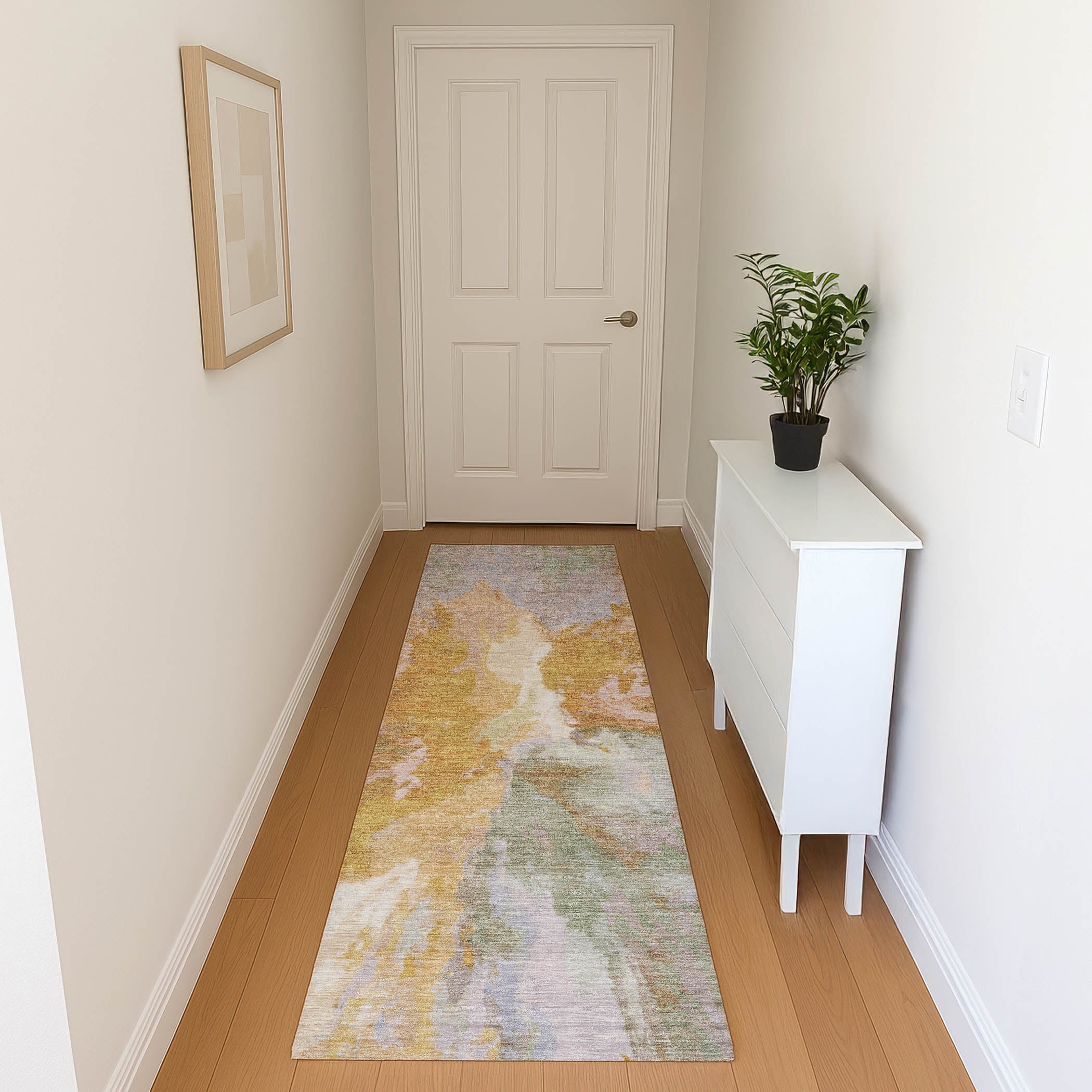 Oaxaca Machine Washable Transitional Rust Orange Rug 2'3" x 7'6" #shape_Runner