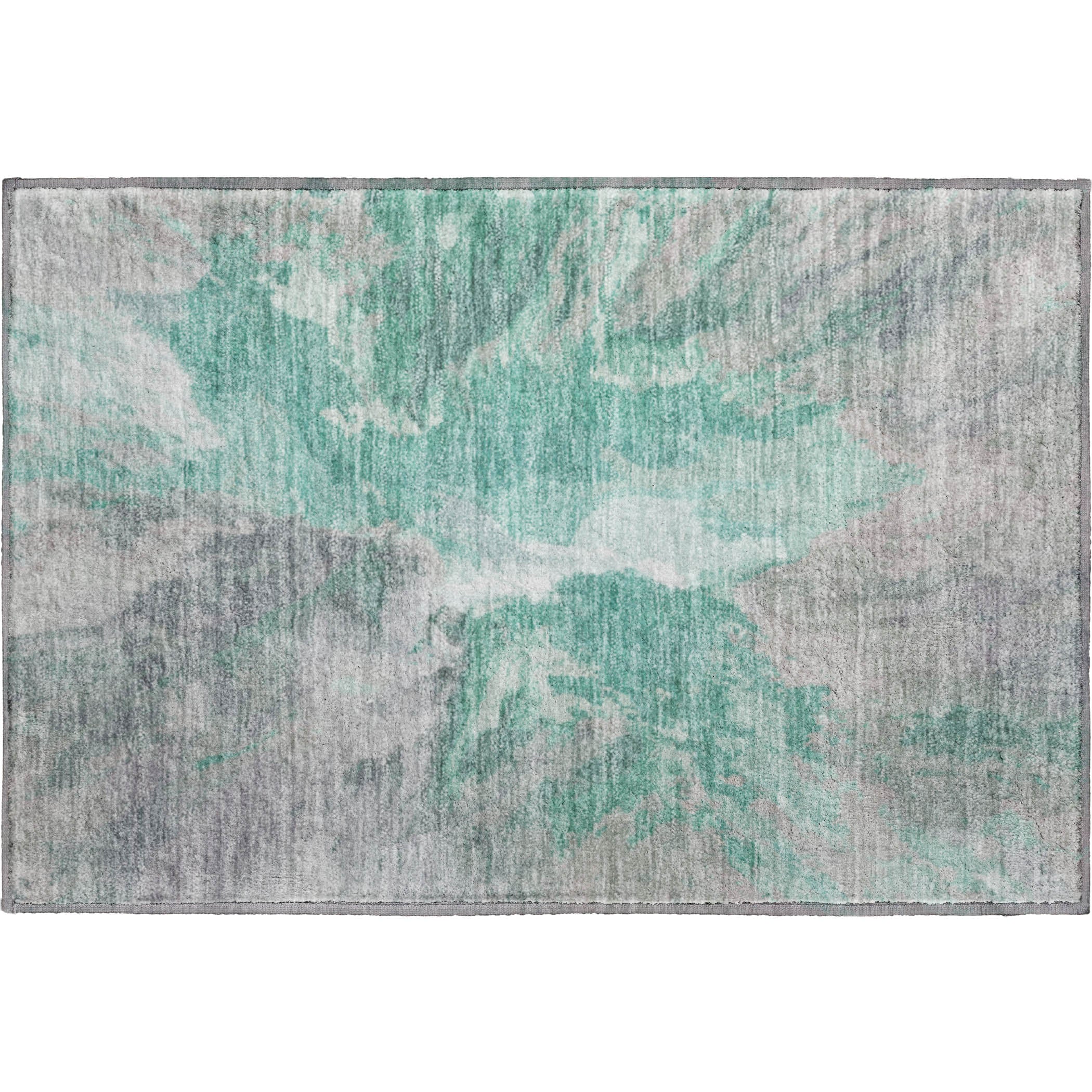 Oaxaca Machine Washable Transitional Teal Rug 1'8" x 2'6" #shape_Rectangle