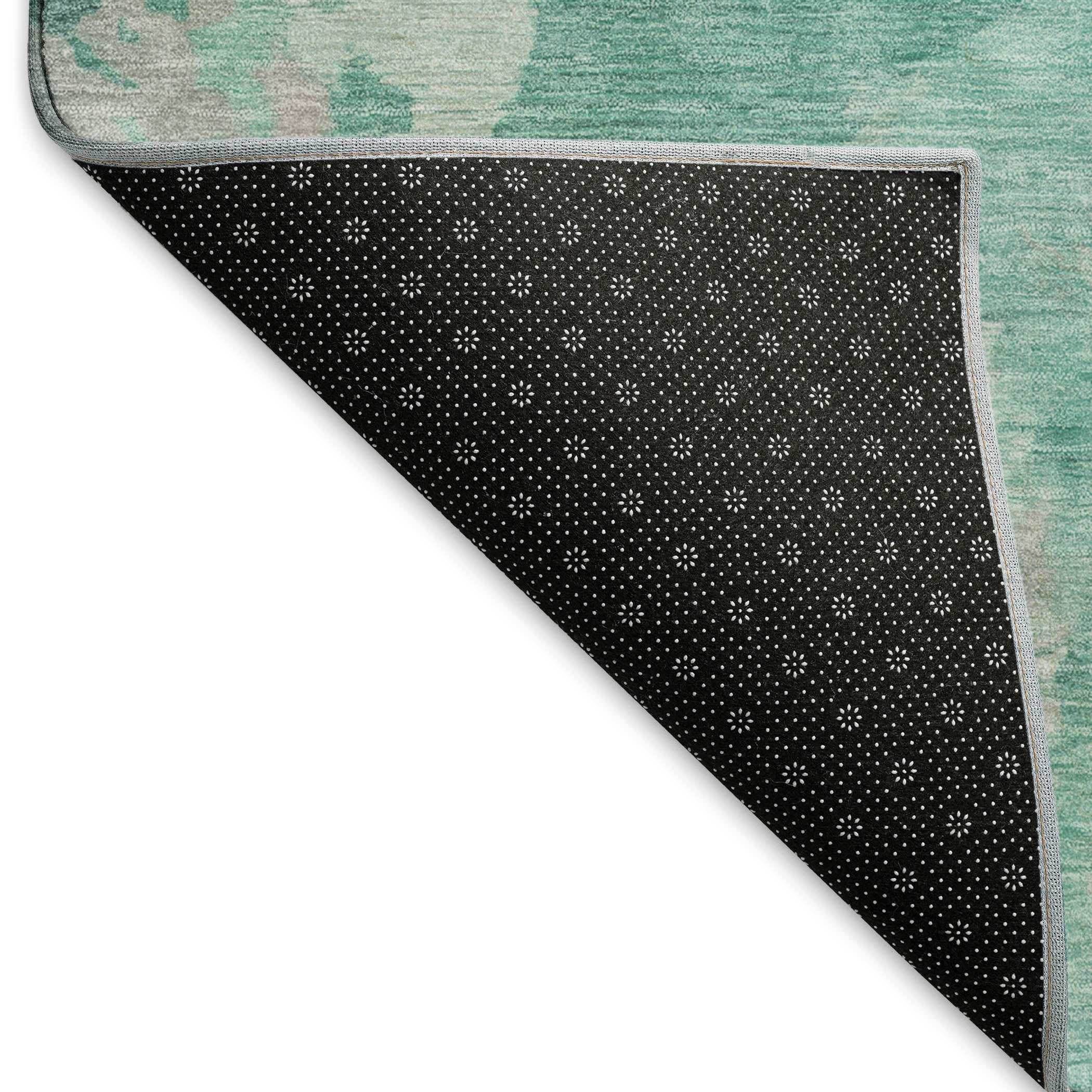 Oaxaca Machine Washable Transitional Teal Rug 1'8" x 2'6" #shape_Rectangle