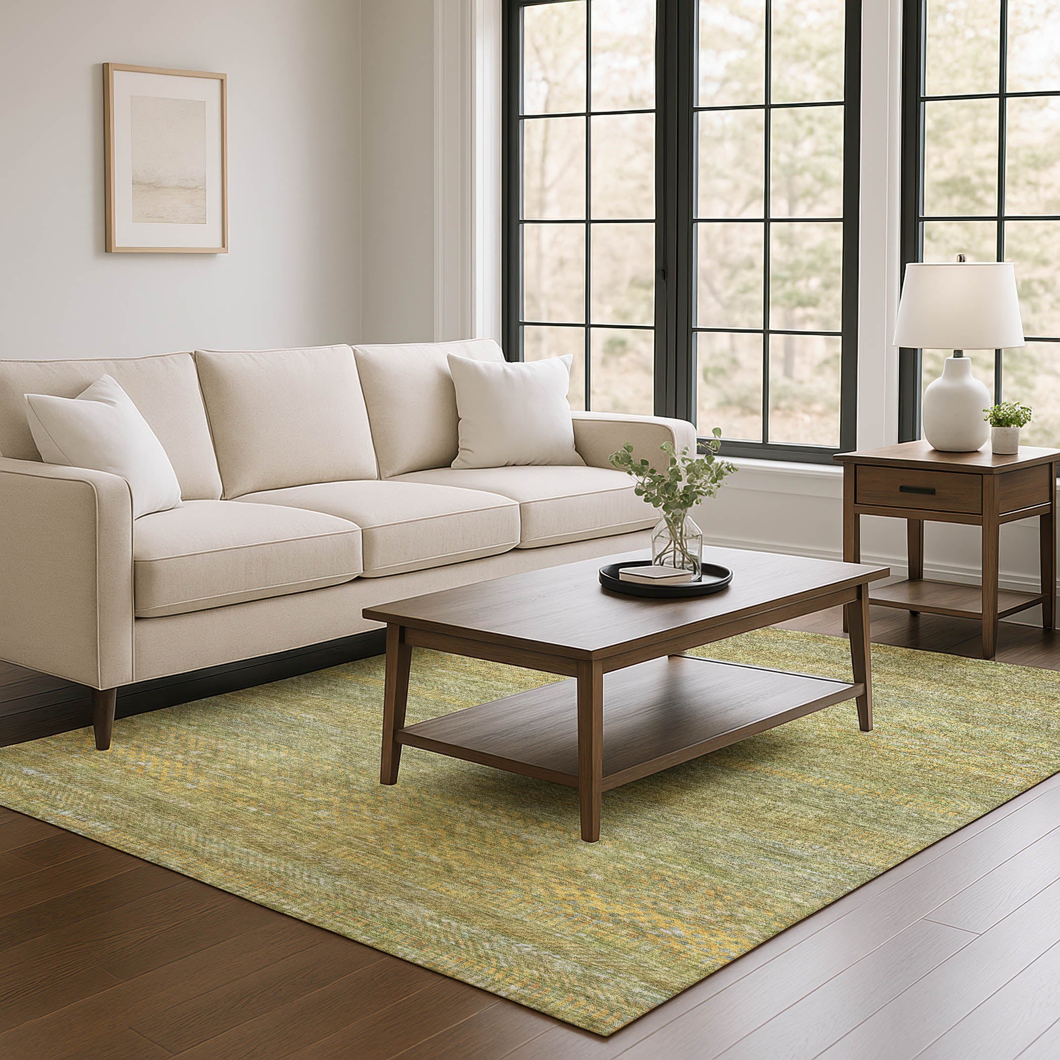 Nairobi Machine Washable Transitional Sage Green Rug 2'6" x 3'10" #shape_Rectangle