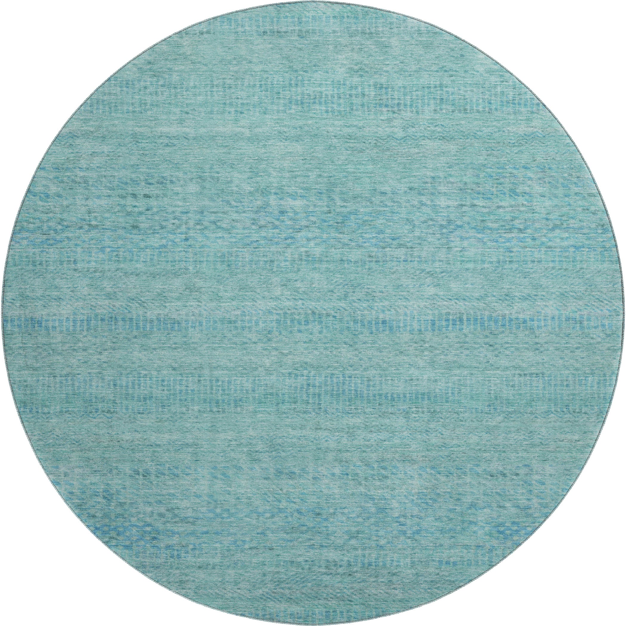 Kyoto Machine Washable Transitional Aqua Teal Rug 8' x 8' #shape_Round