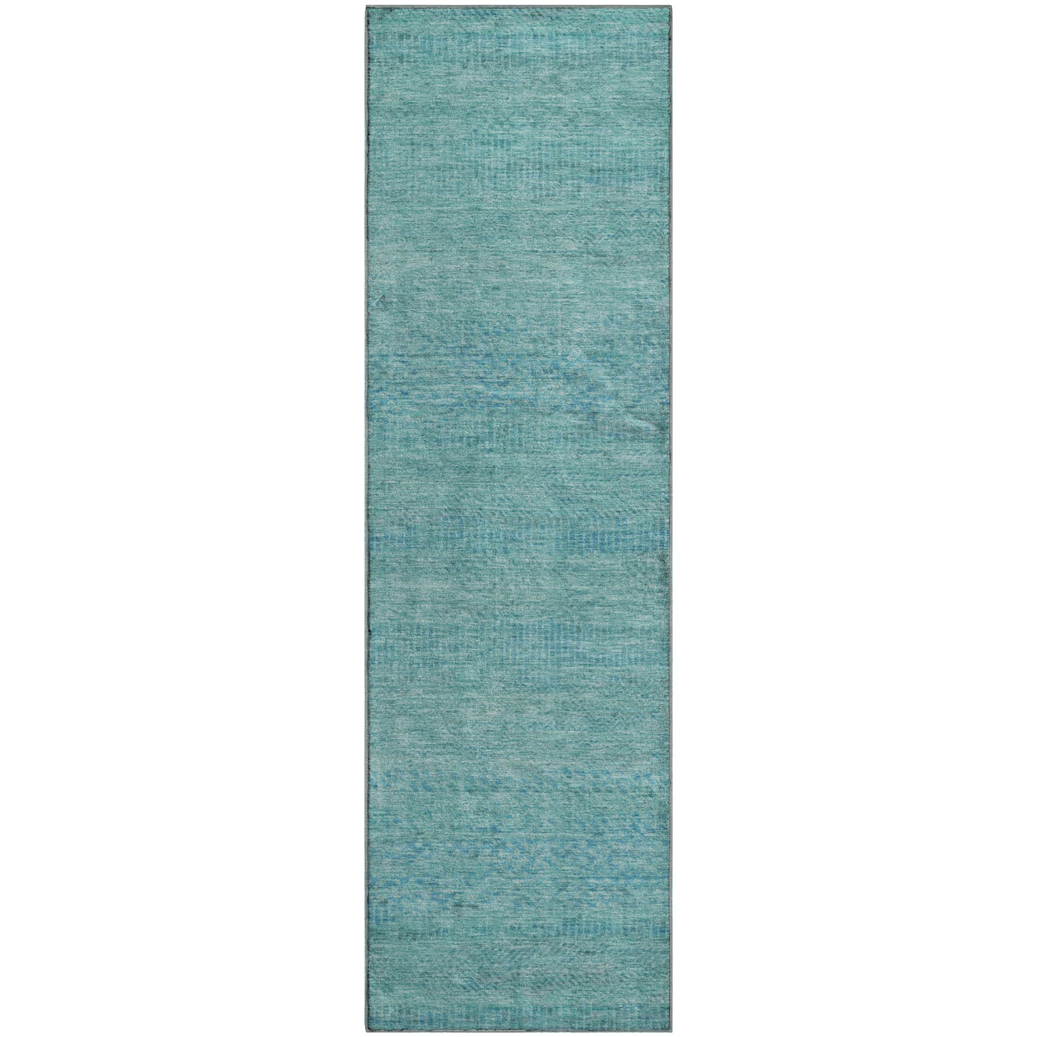 Kyoto Machine Washable Transitional Aqua Teal Rug 2'3" x 7'6" #shape_Runner
