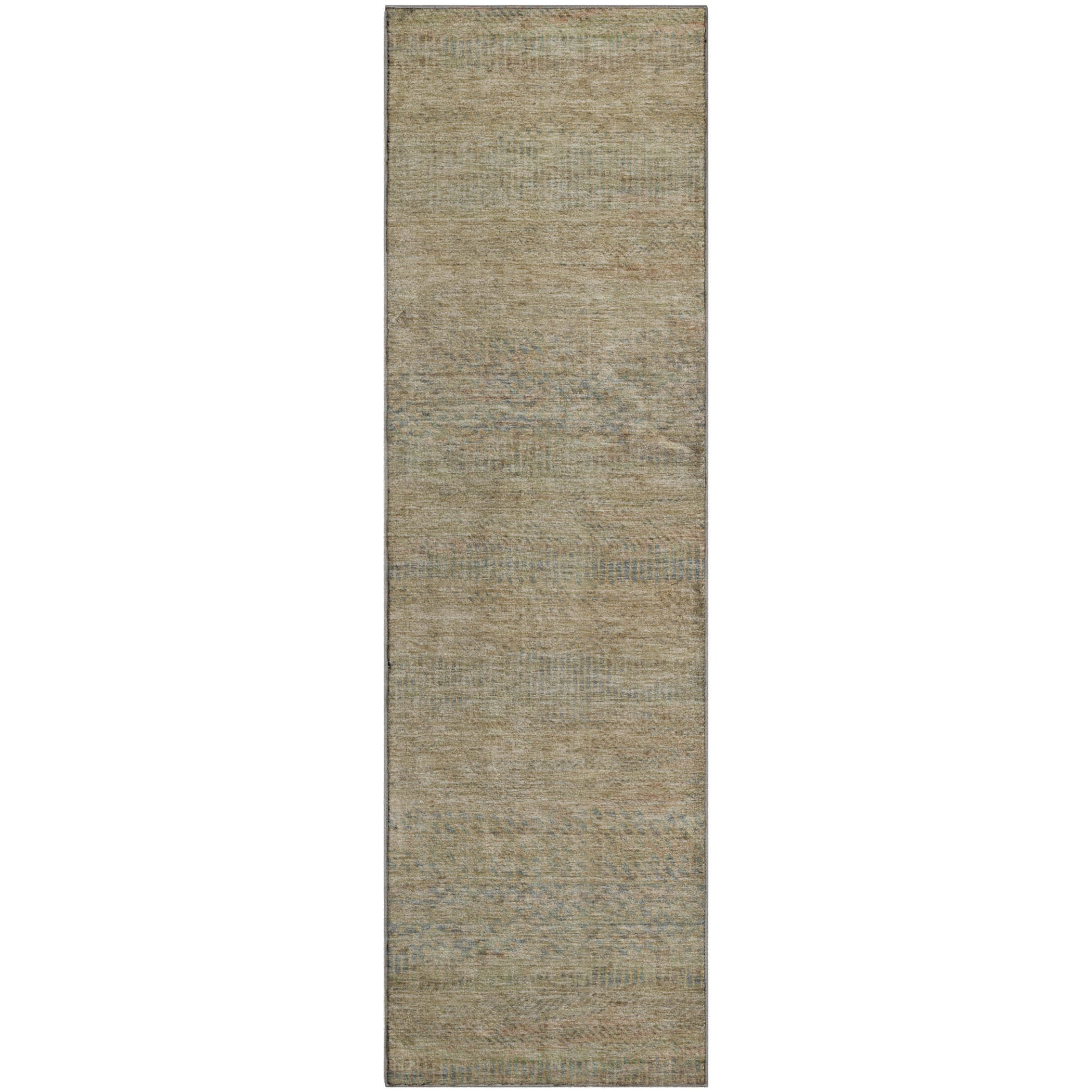 Kyoto Machine Washable Transitional Beige Brown Rug 2'3" x 7'6" #shape_Runner