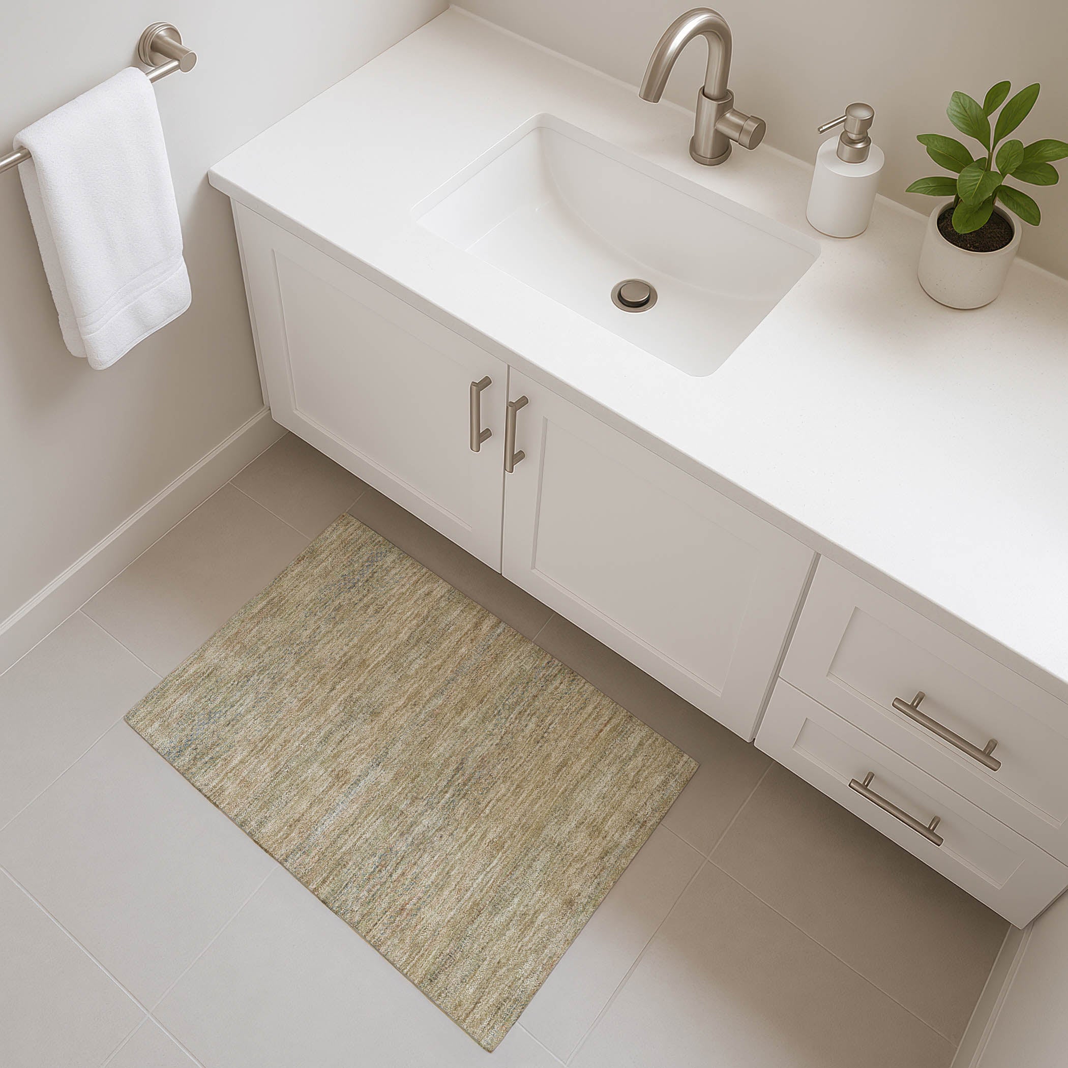 Kyoto Machine Washable Transitional Beige Brown Rug 1'8" x 2'6" #shape_Rectangle
