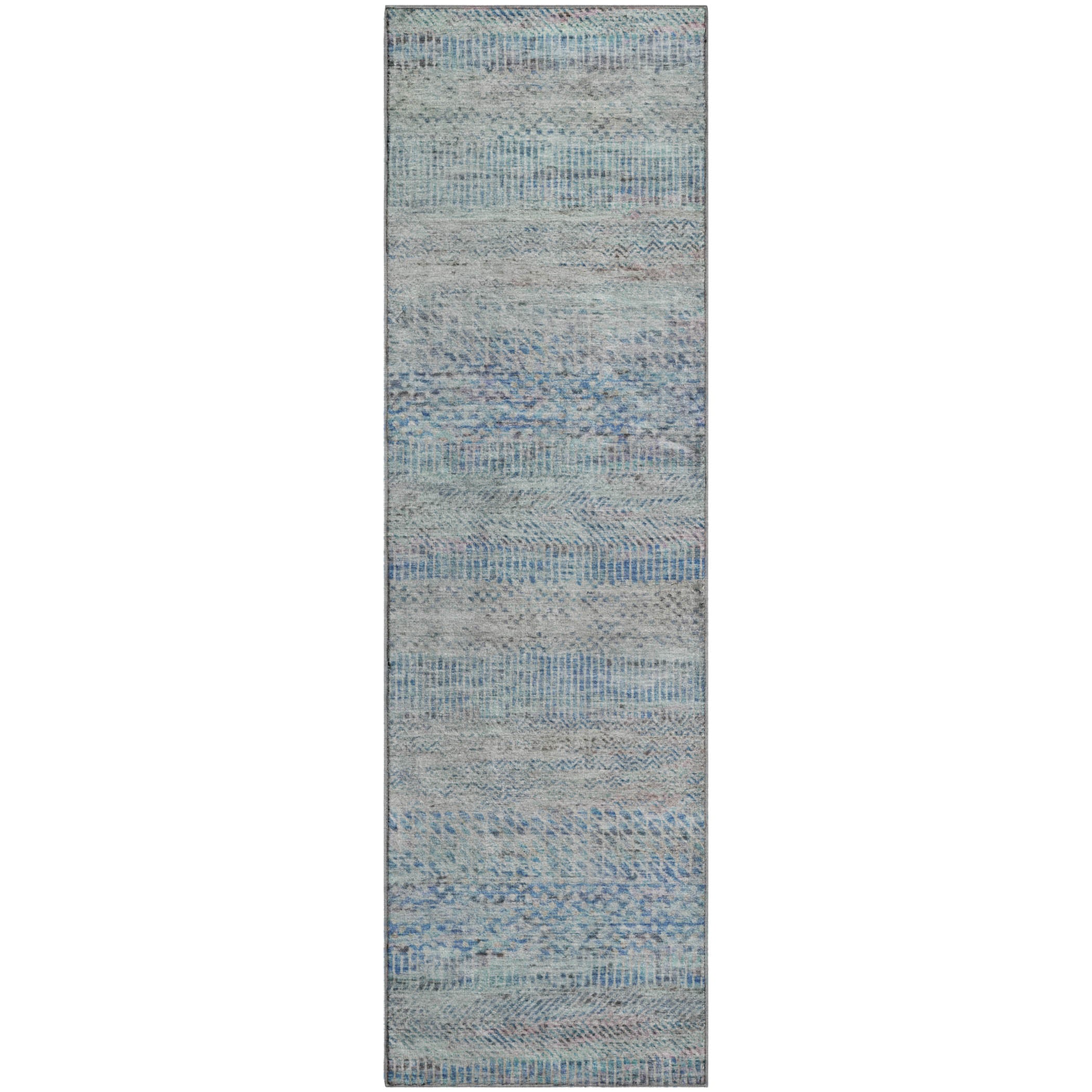 Kyoto Machine Washable Transitional Blue Rug 2'3" x 7'6" #shape_Runner