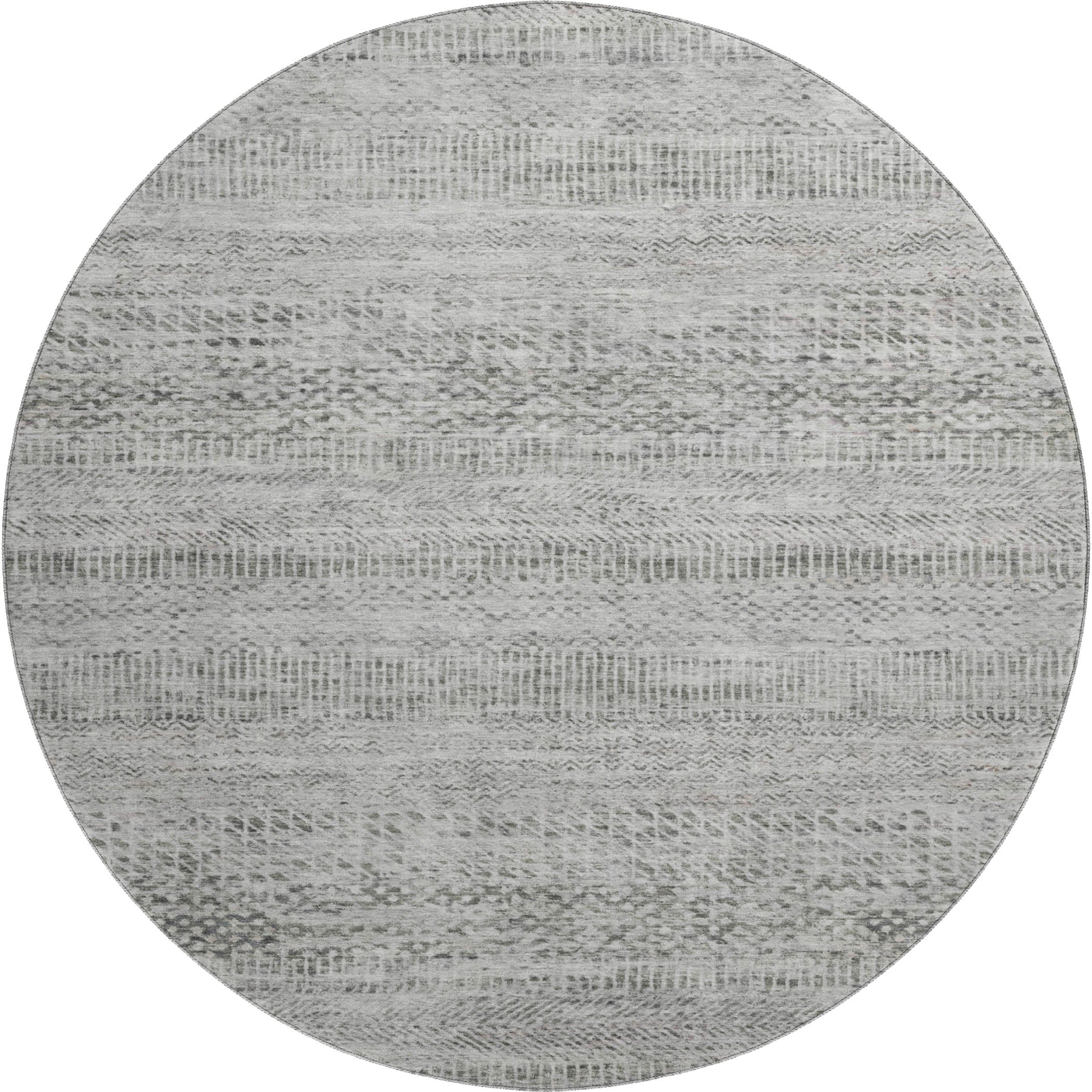 Kyoto Machine Washable Transitional Gray Rug 8' x 8' #shape_Round