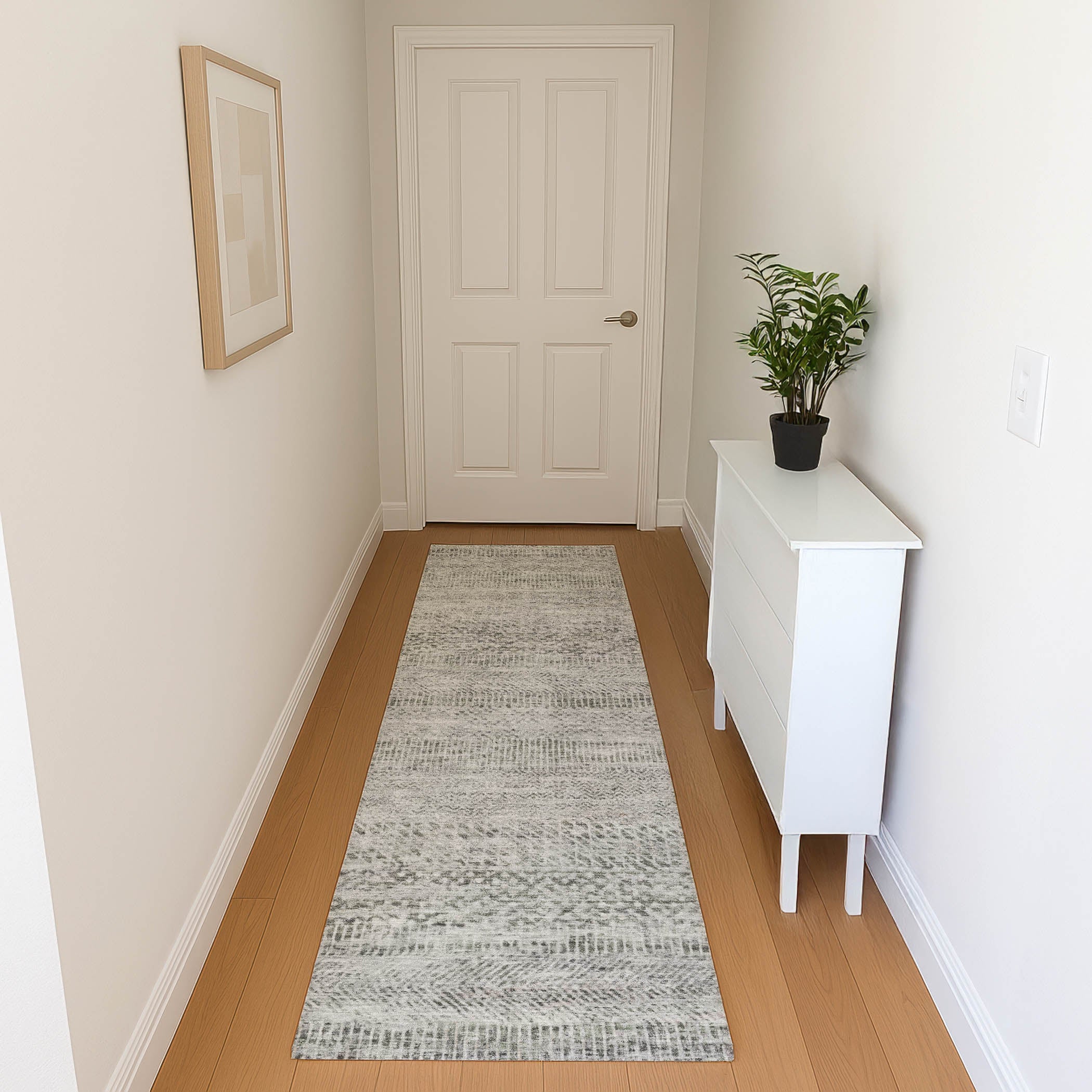 Kyoto Machine Washable Transitional Gray Rug 2'3" x 7'6" #shape_Runner