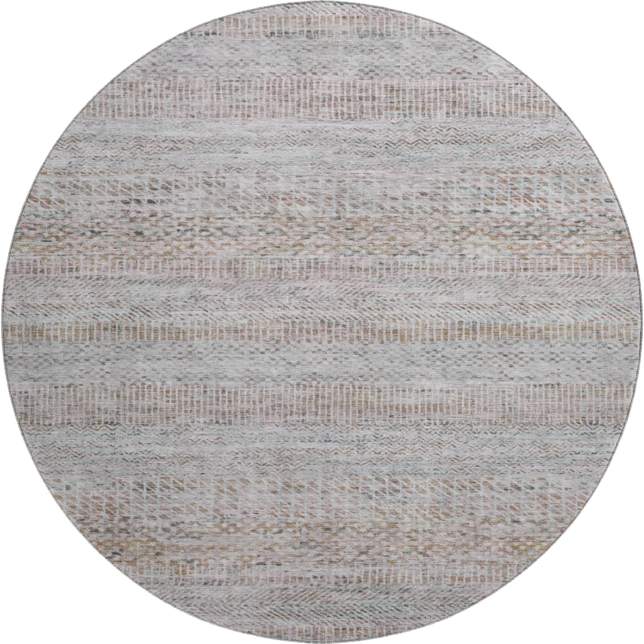 Kyoto Machine Washable Transitional Linen Ivory Rug 8' x 8' #shape_Round