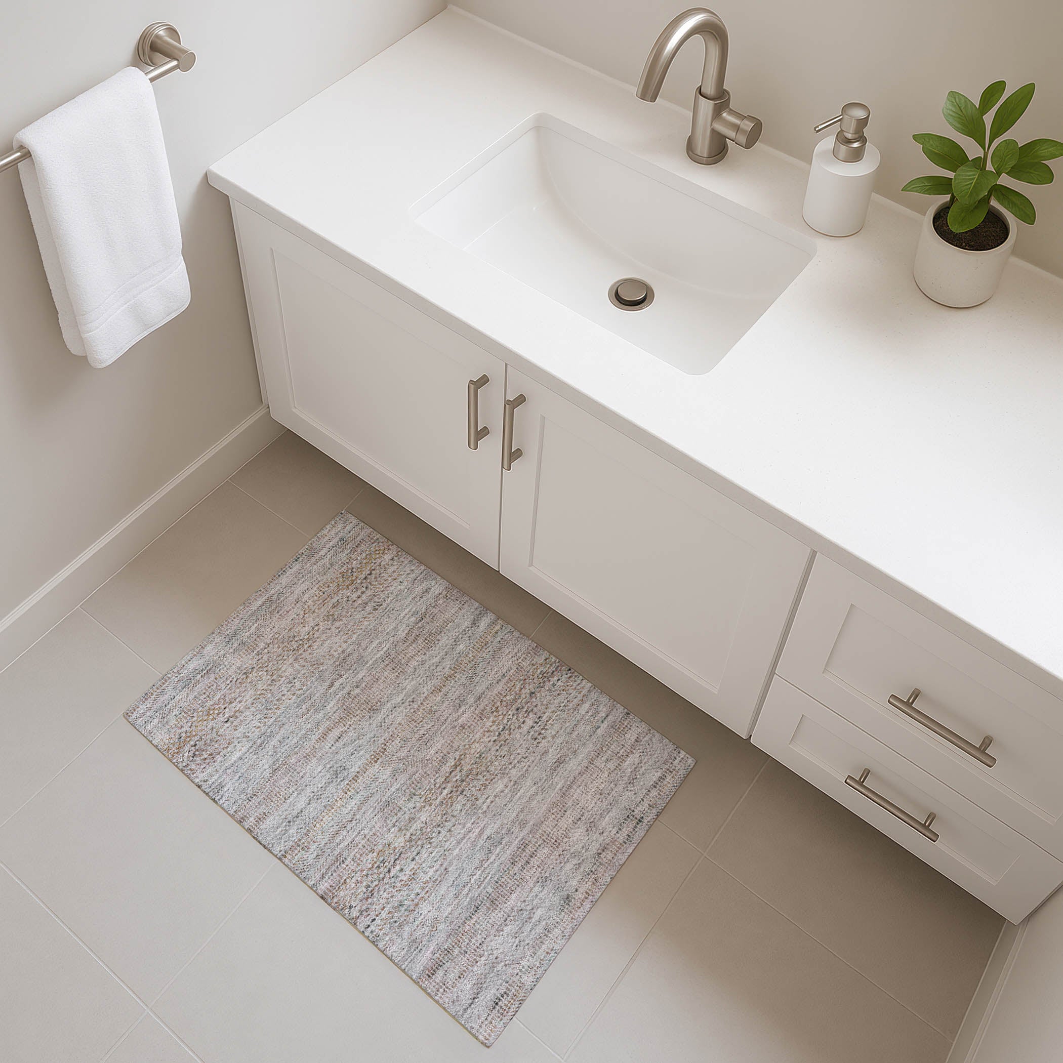 Kyoto Machine Washable Transitional Linen Ivory Rug 1'8" x 2'6" #shape_Rectangle
