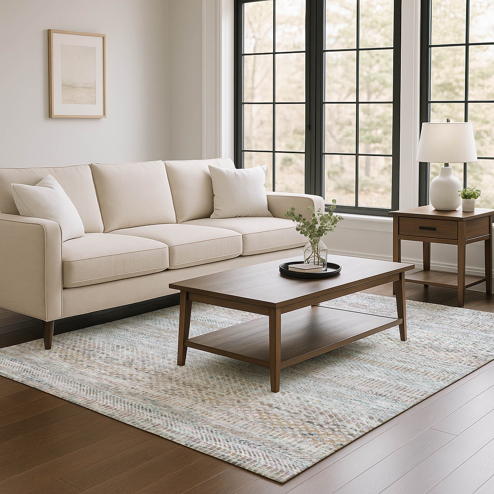 Kyoto Machine Washable Transitional Linen Ivory Rug 2'6" x 3'10" #shape_Rectangle