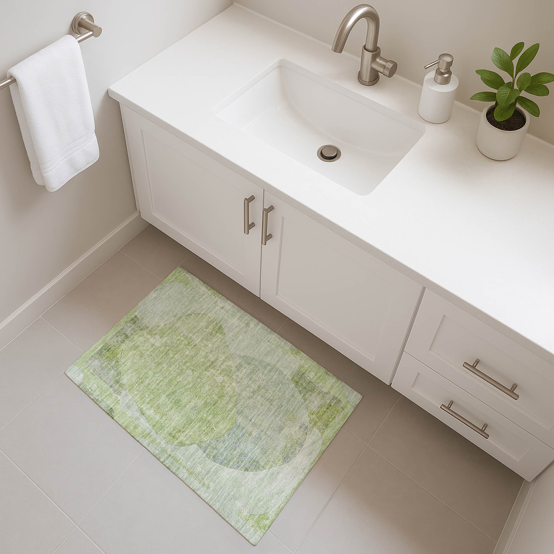 Jaipur Machine Washable Transitional Aloe Green Rug 1'8" x 2'6" #shape_Rectangle