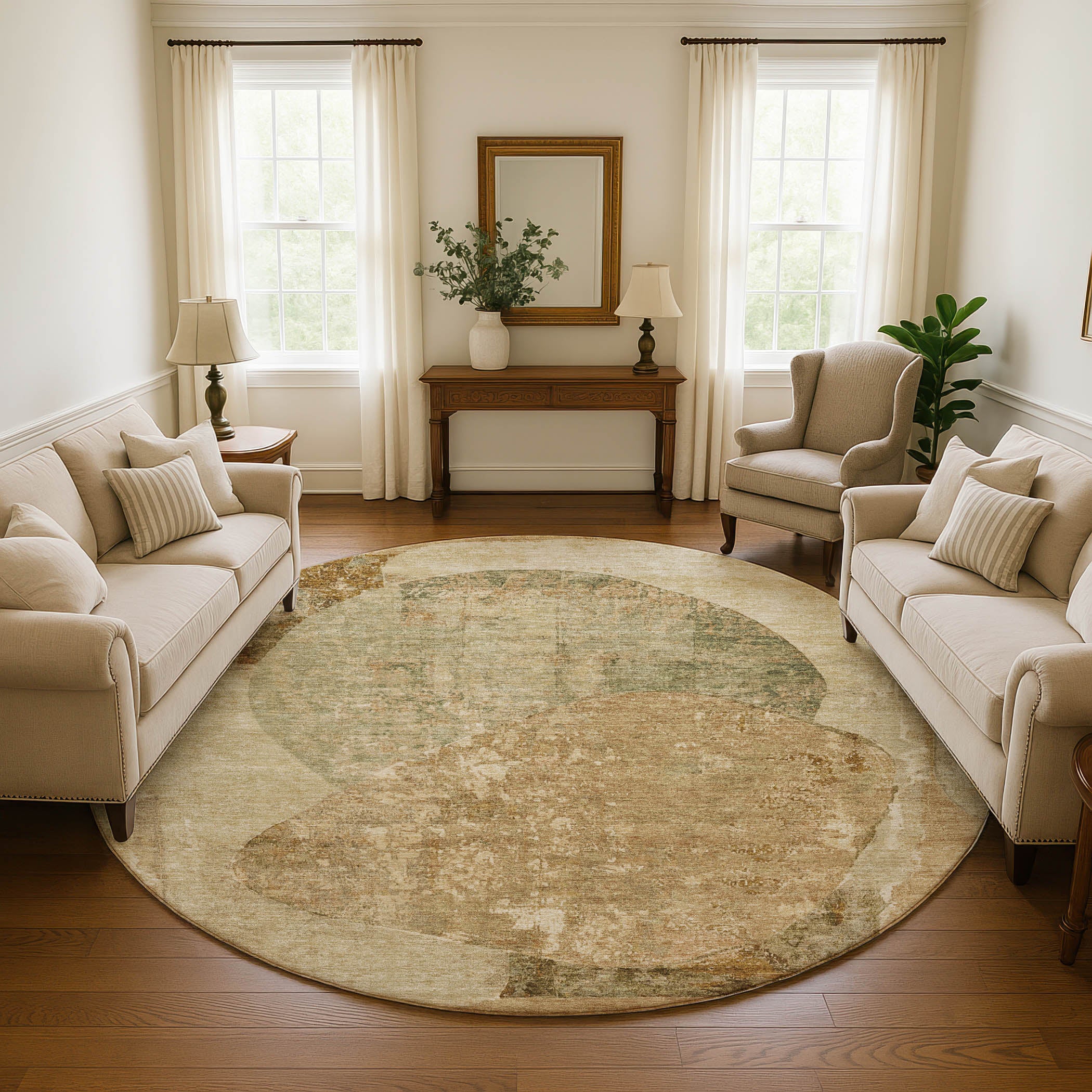 Jaipur Machine Washable Transitional Brown Rug 8' x 8' #shape_Round