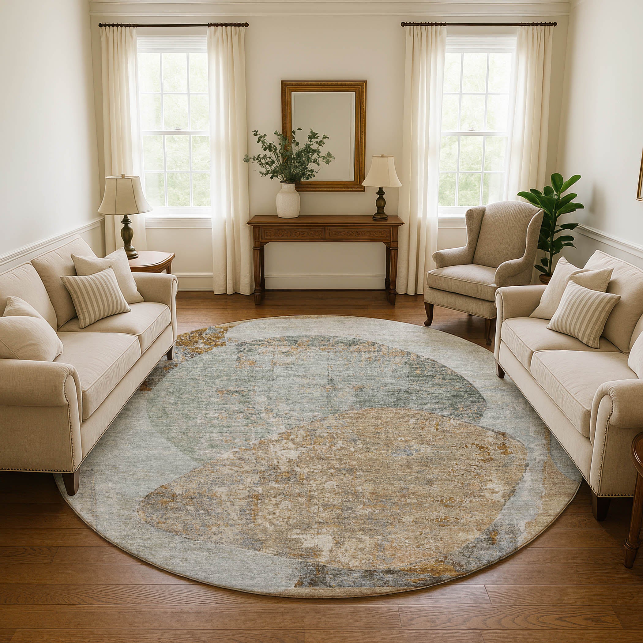 Jaipur Machine Washable Transitional Gray Rug 8' x 8' #shape_Round