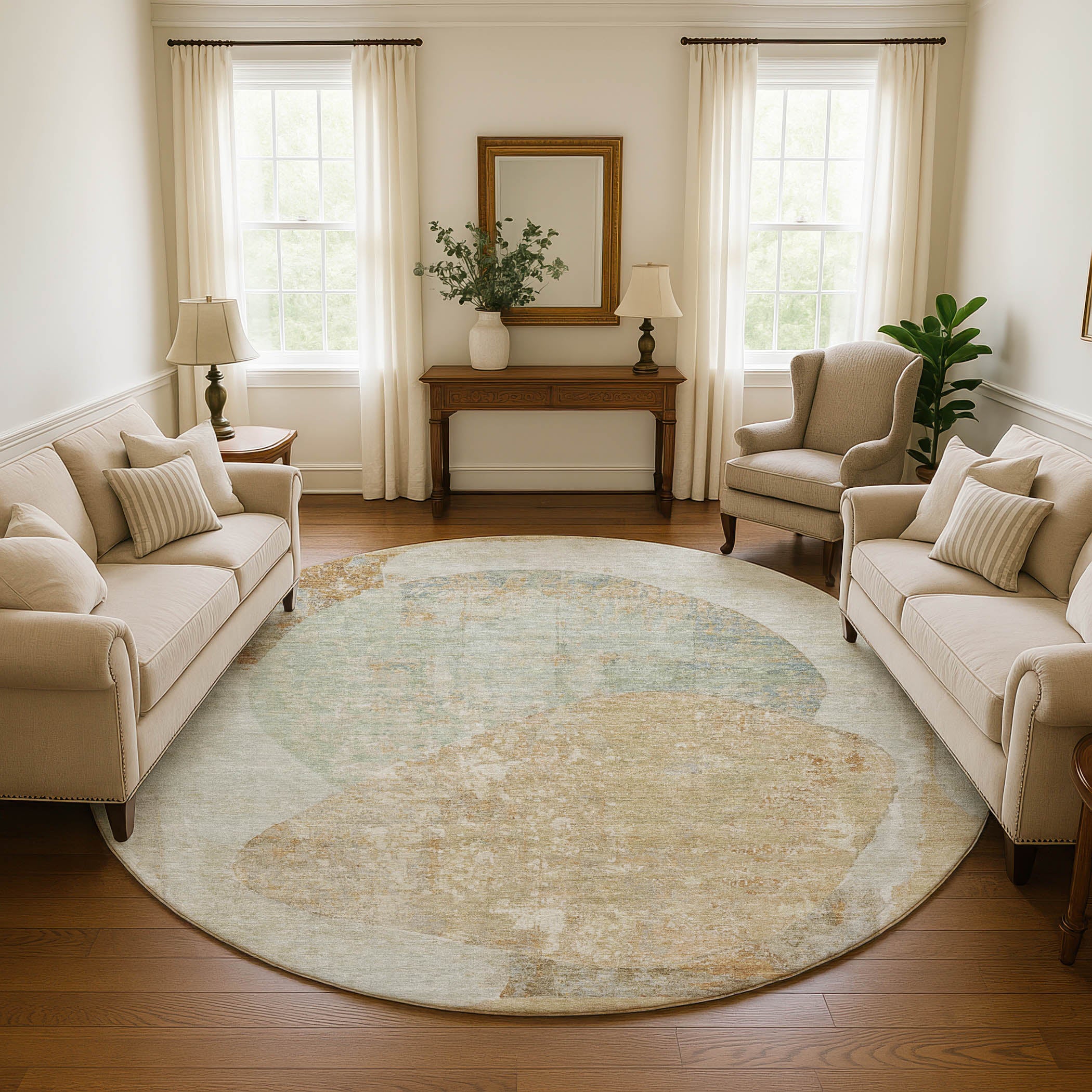 Jaipur Machine Washable Transitional Taupe Brown Rug 8' x 8' #shape_Round