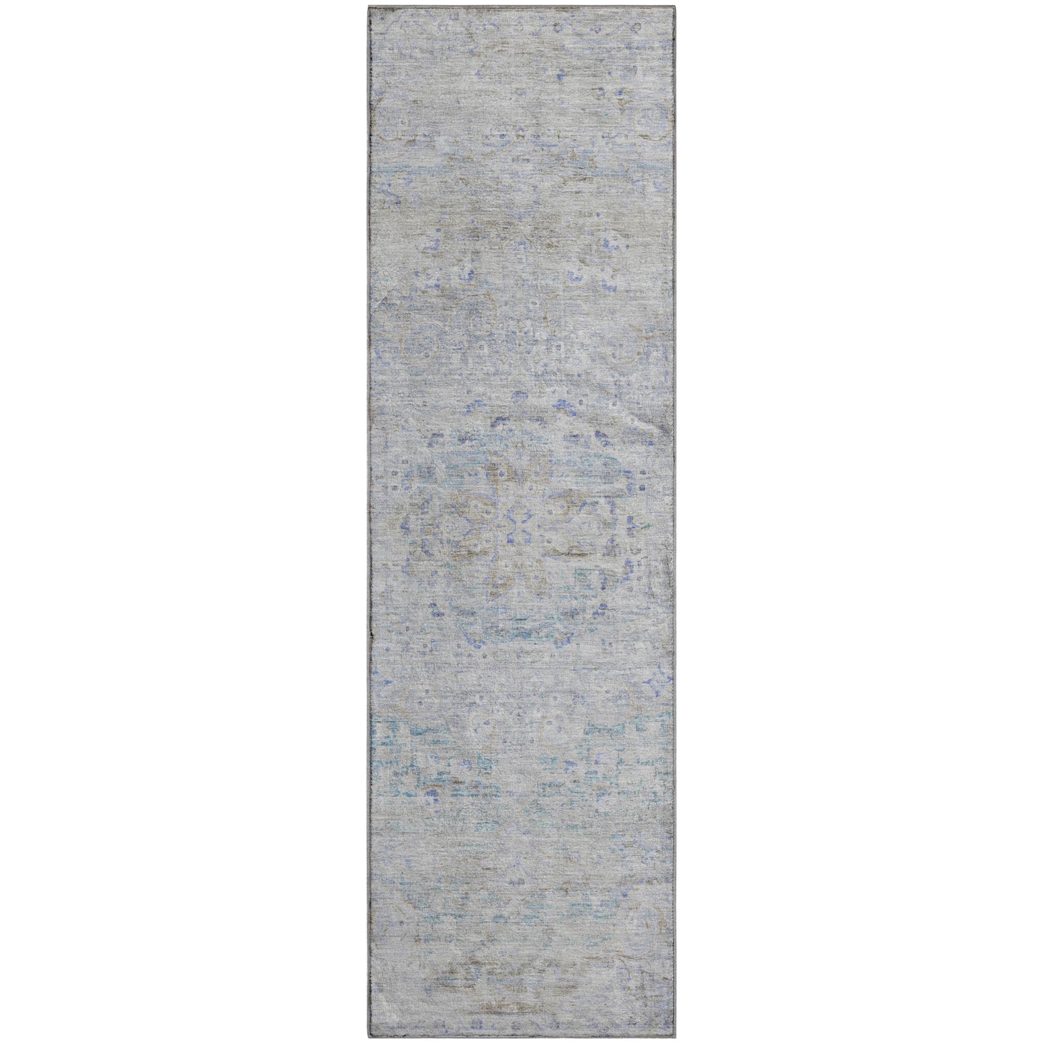 Porto Machine Washable Traditional Beige Brown Rug 2'3" x 7'6" #shape_Runner