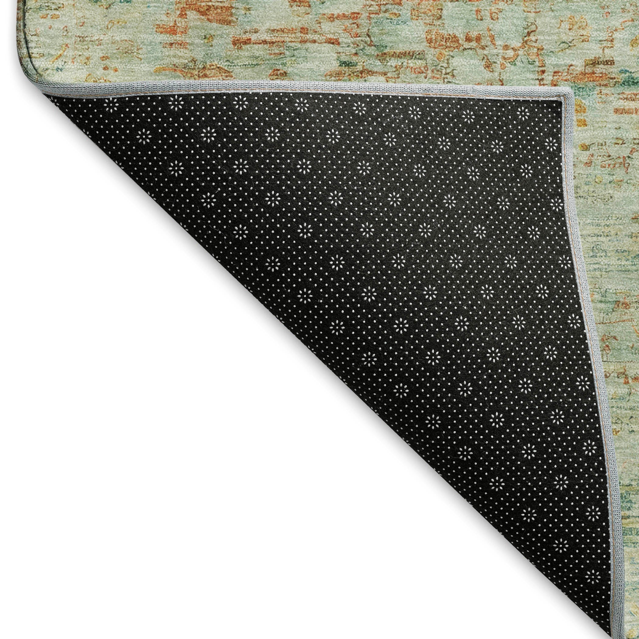 Porto Machine Washable Traditional Sage Green Rug 1'8" x 2'6" #shape_Rectangle