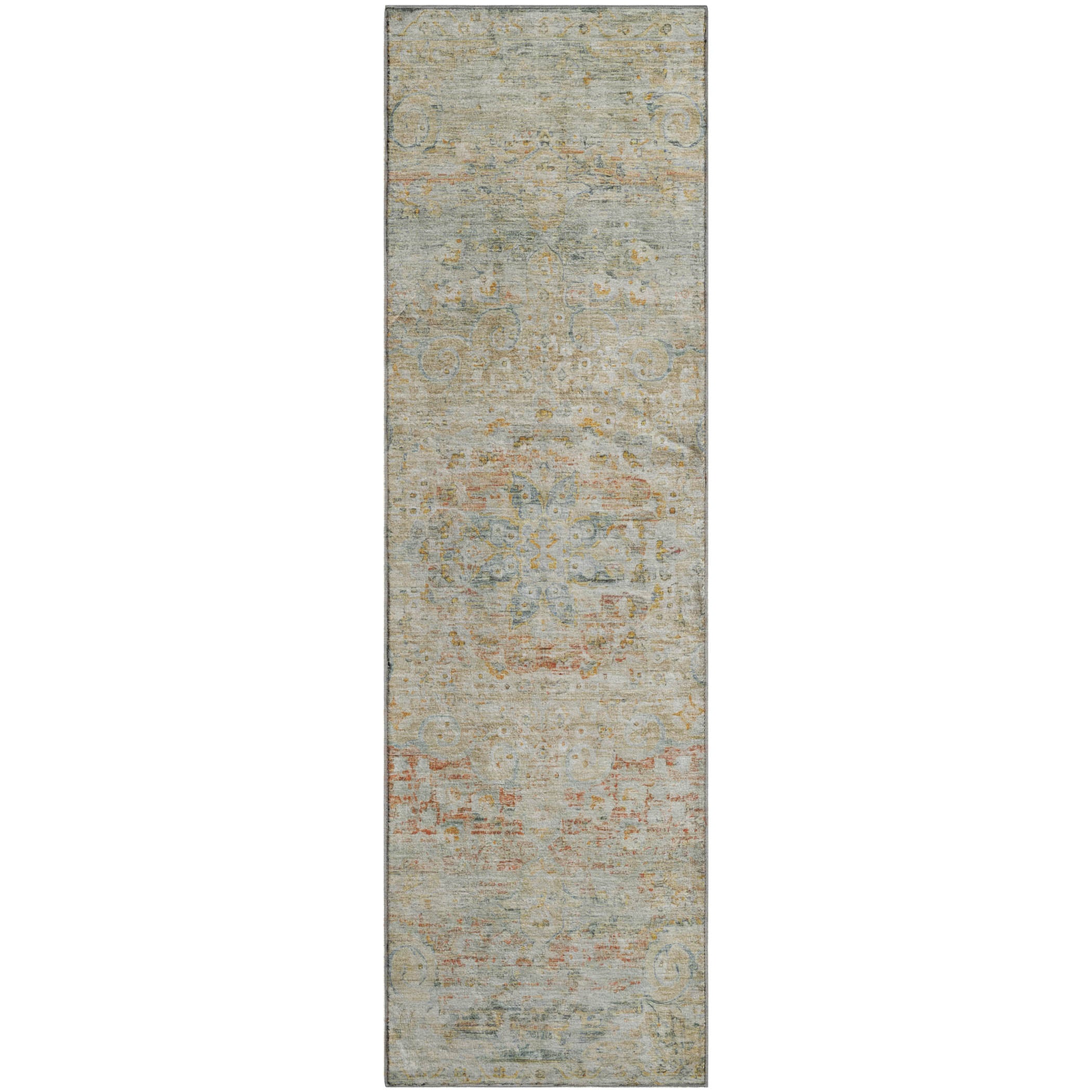 Porto Machine Washable Traditional Tan Brown Rug 2'3" x 7'6" #shape_Runner