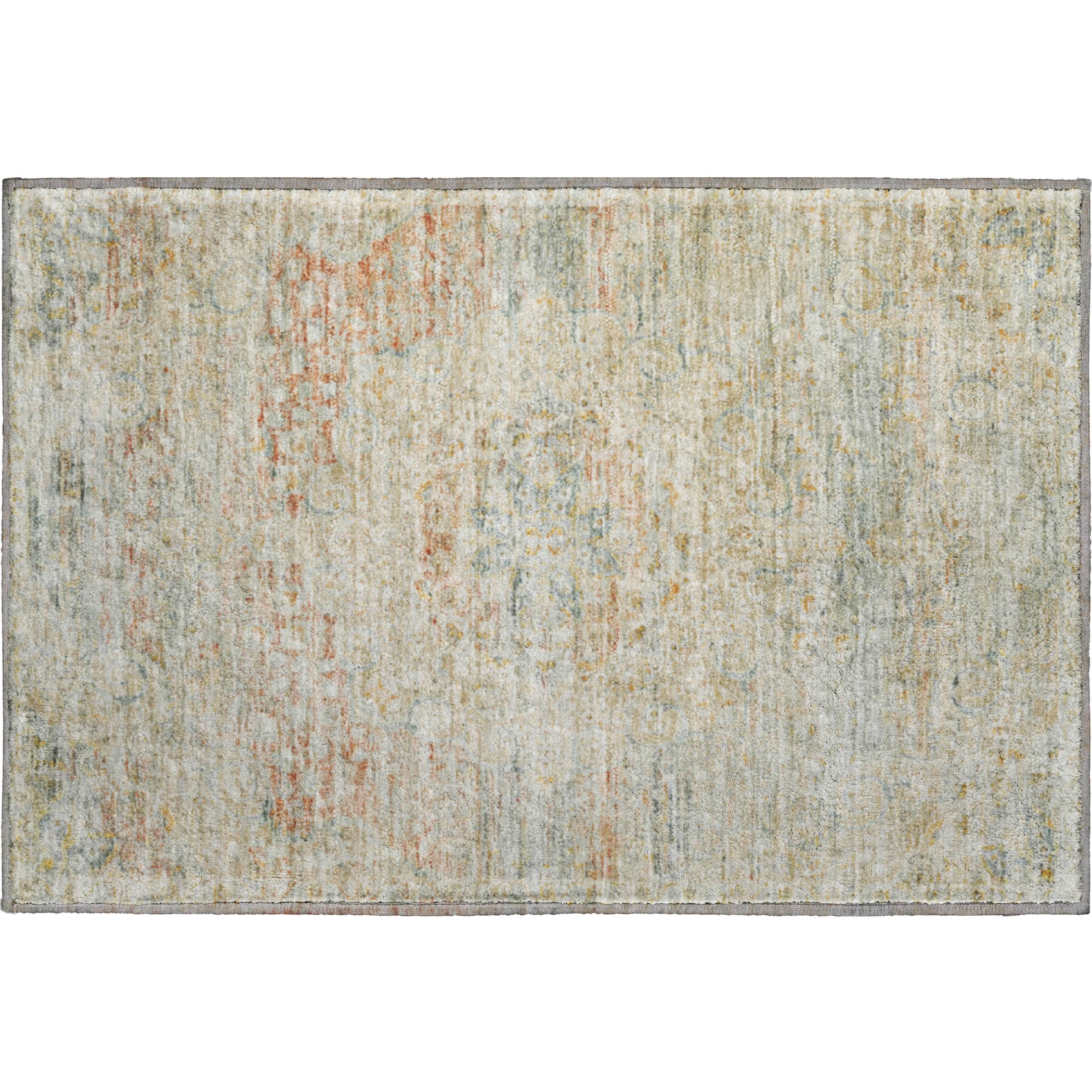 Porto Machine Washable Traditional Tan Brown Rug 1'8" x 2'6" #shape_Rectangle