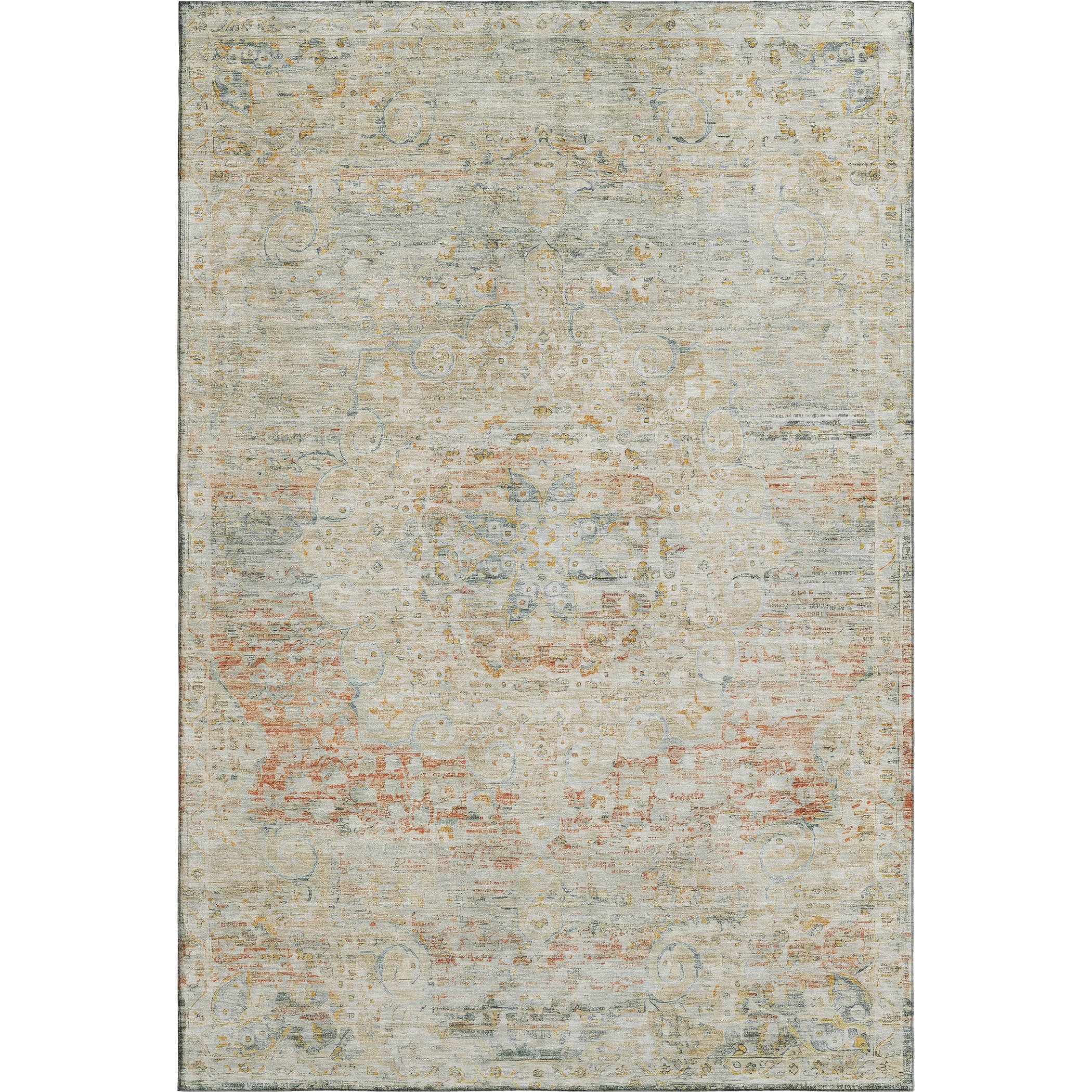 Porto Machine Washable Traditional Tan Brown Rug 2'6" x 3'10" #shape_Rectangle
