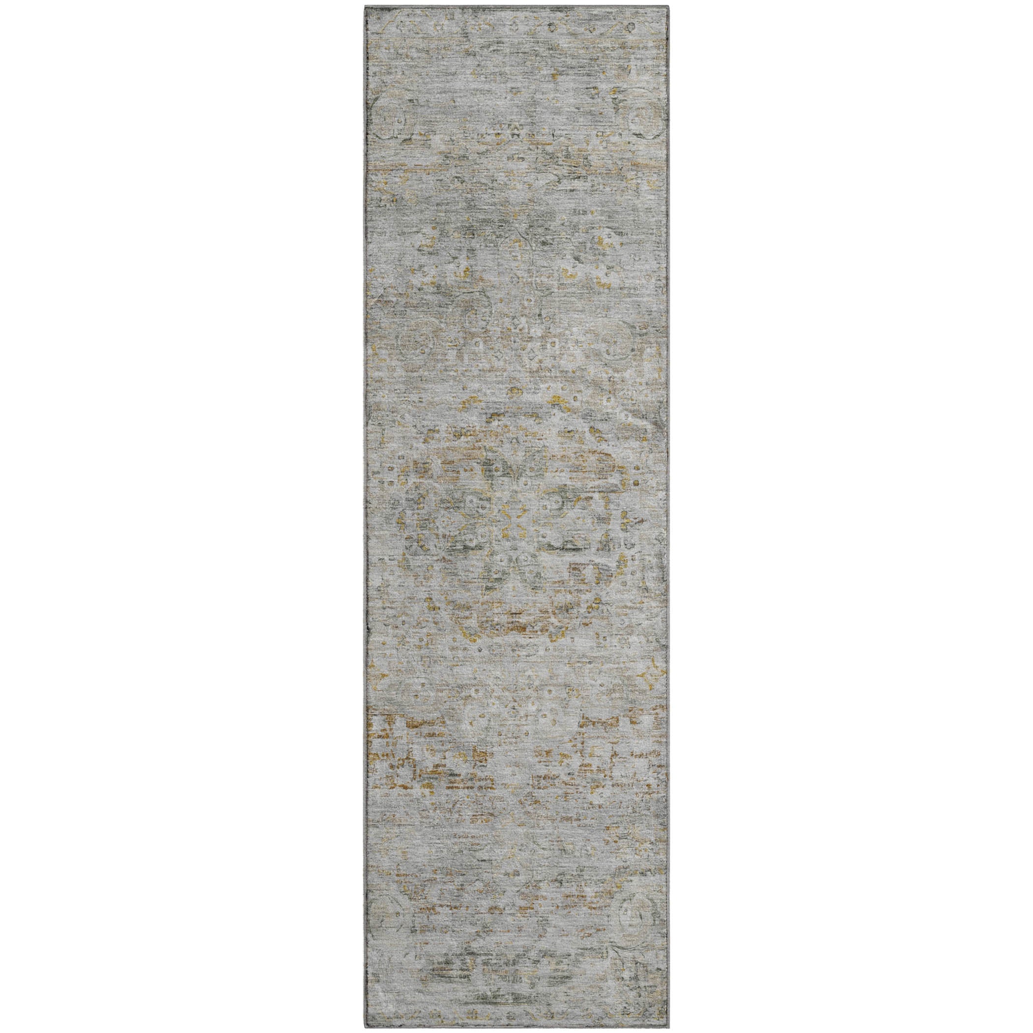 Porto Machine Washable Traditional Taupe Brown Rug 2'3" x 7'6" #shape_Runner