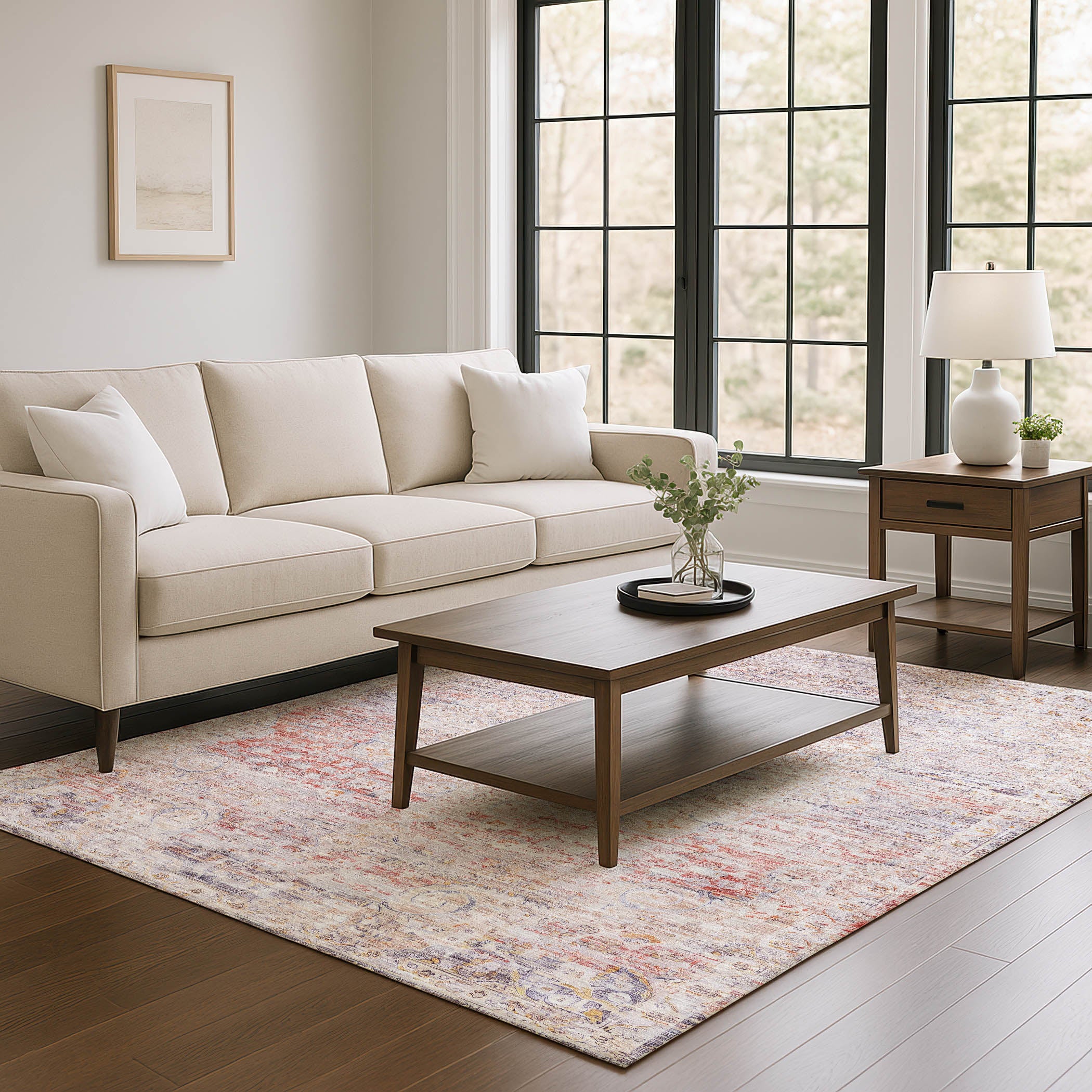 Porto Machine Washable Traditional Terracotta Orange Rug 2'6" x 3'10" #shape_Rectangle