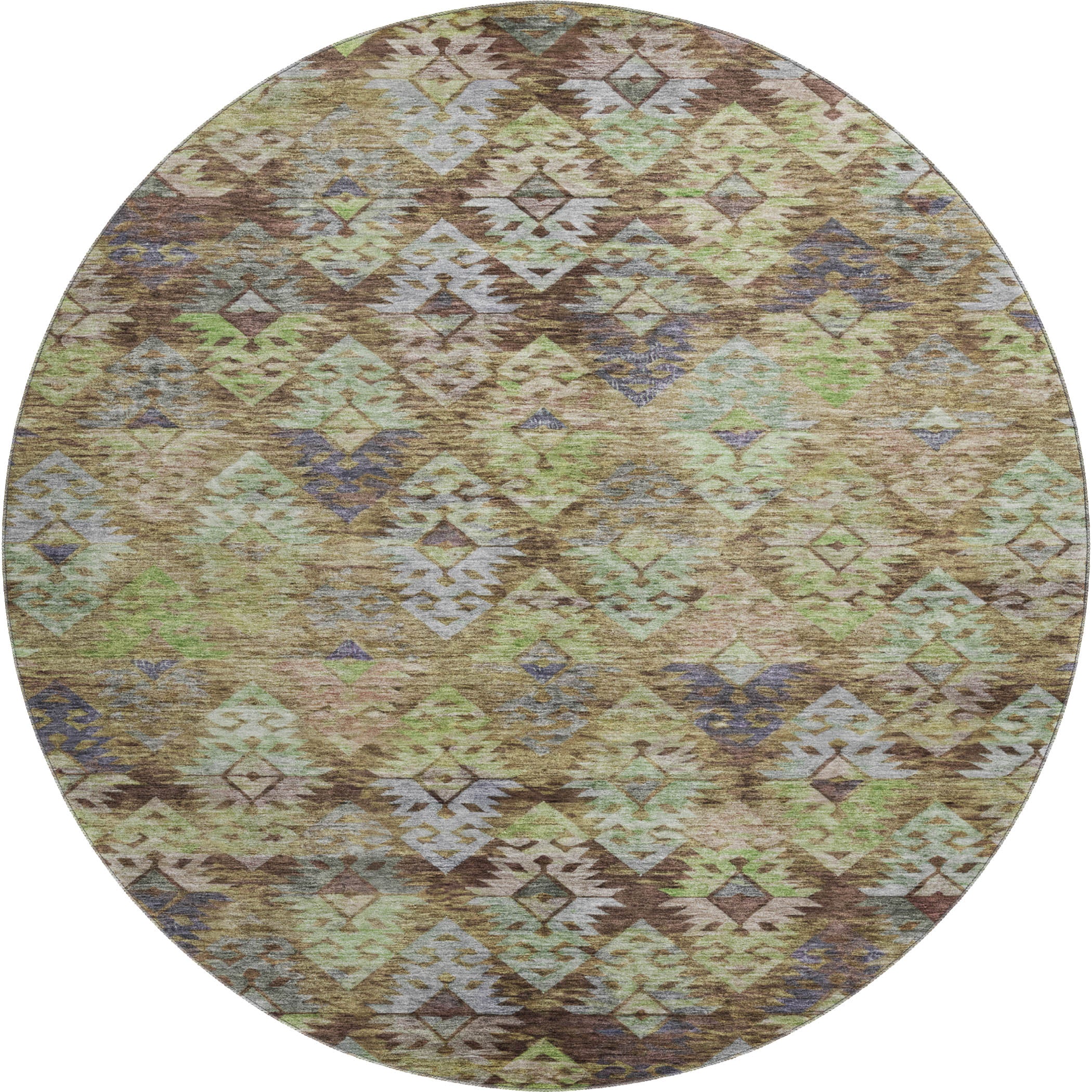Bruges Machine Washable Transitional Brown Rug 8' x 8' #shape_Round