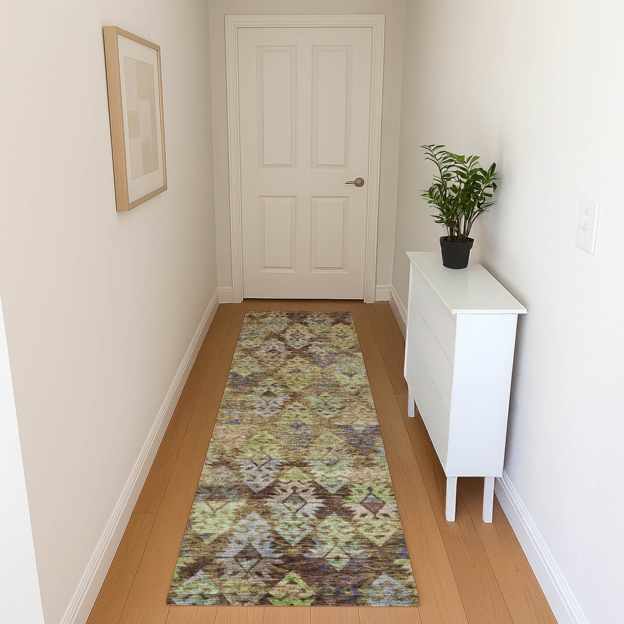 Bruges Machine Washable Transitional Brown Rug 2'3" x 7'6" #shape_Runner
