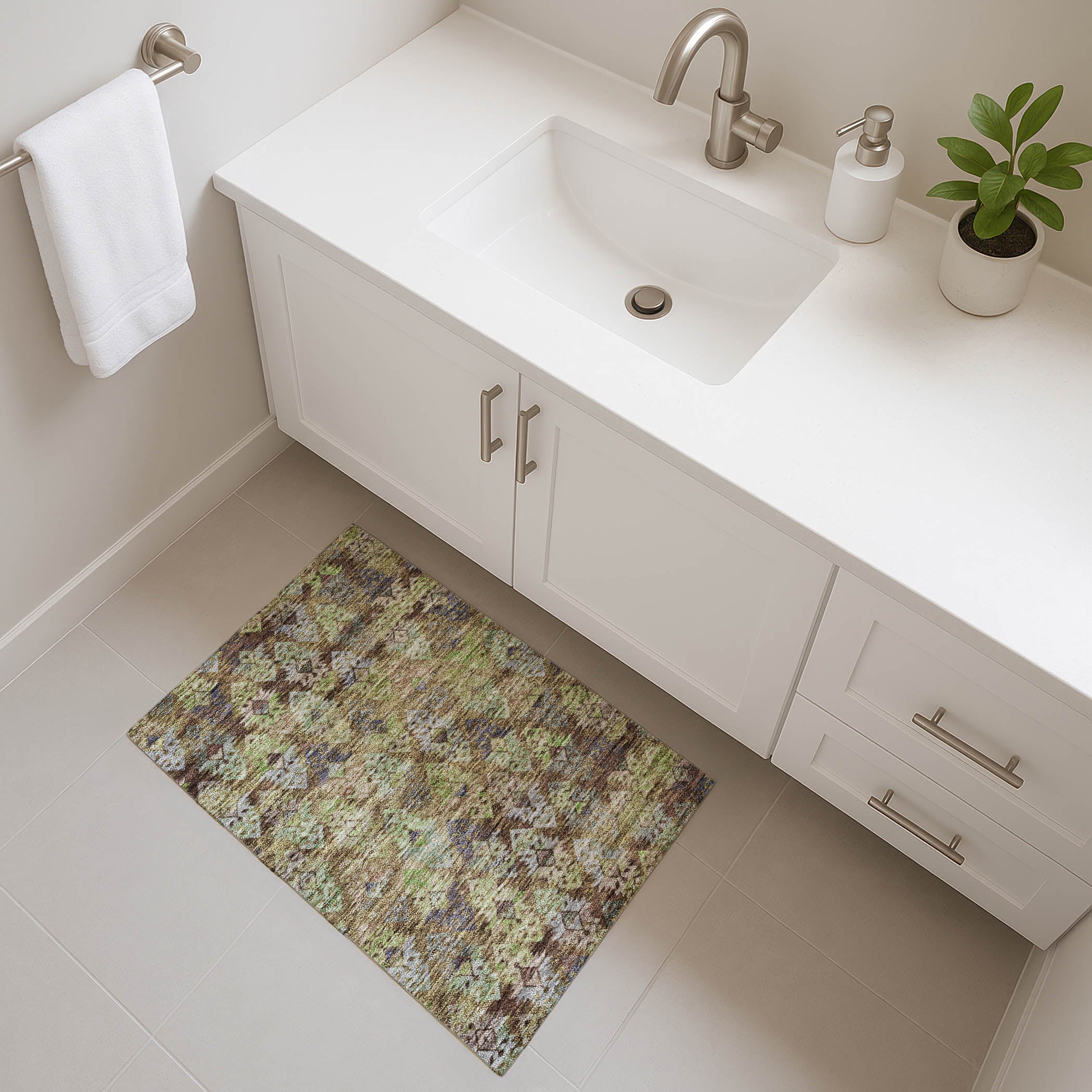 Bruges Machine Washable Transitional Brown Rug 1'8" x 2'6" #shape_Rectangle