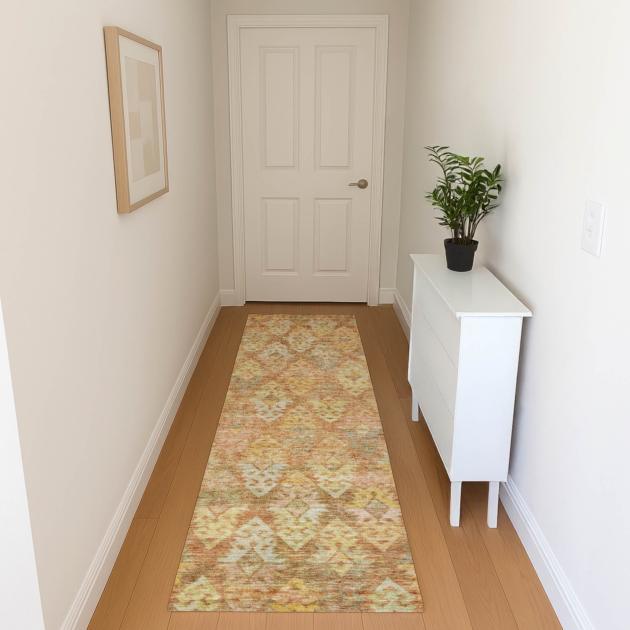 Bruges Machine Washable Transitional Copper Orange Rug 2'3" x 7'6" #shape_Runner
