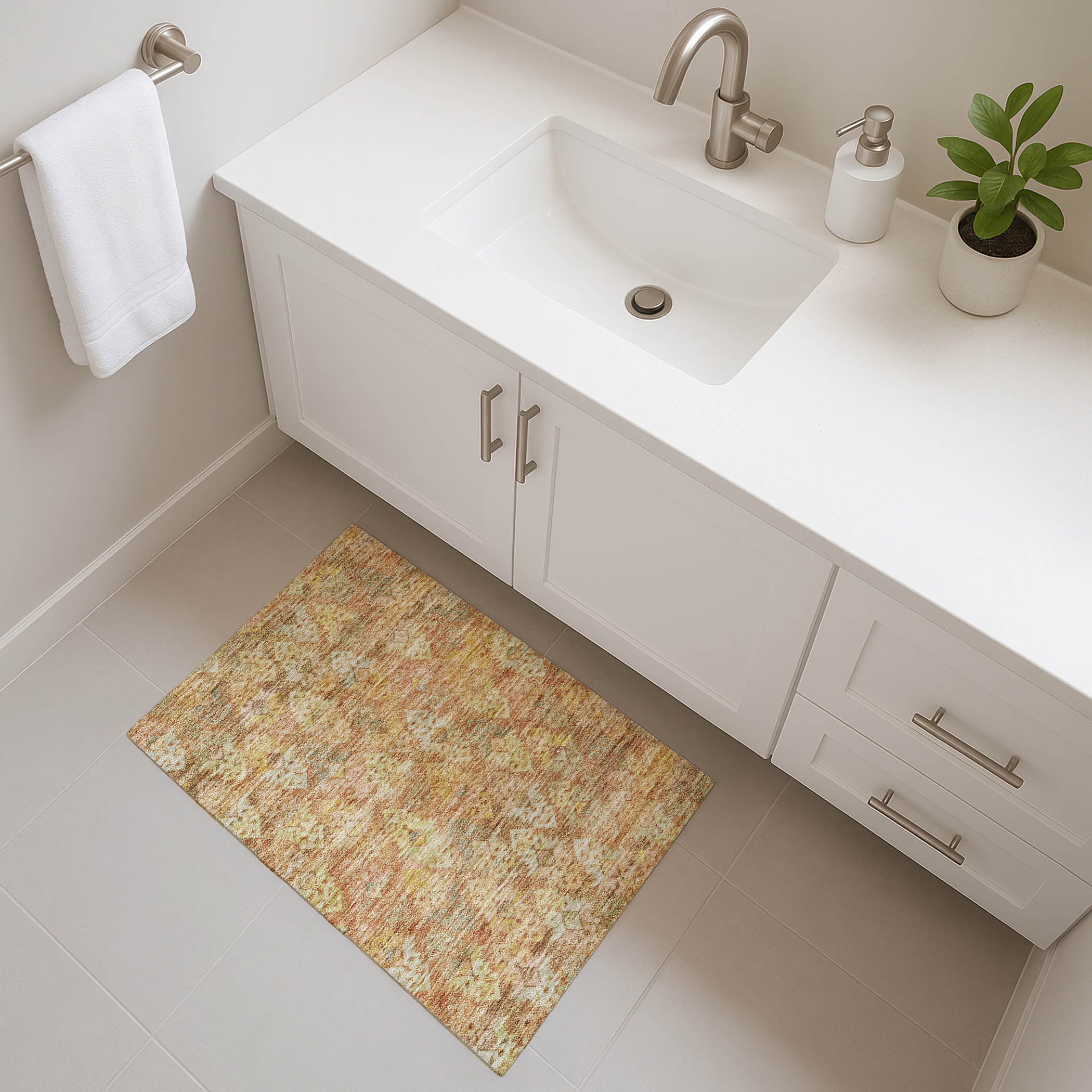 Bruges Machine Washable Transitional Copper Orange Rug 1'8" x 2'6" #shape_Rectangle