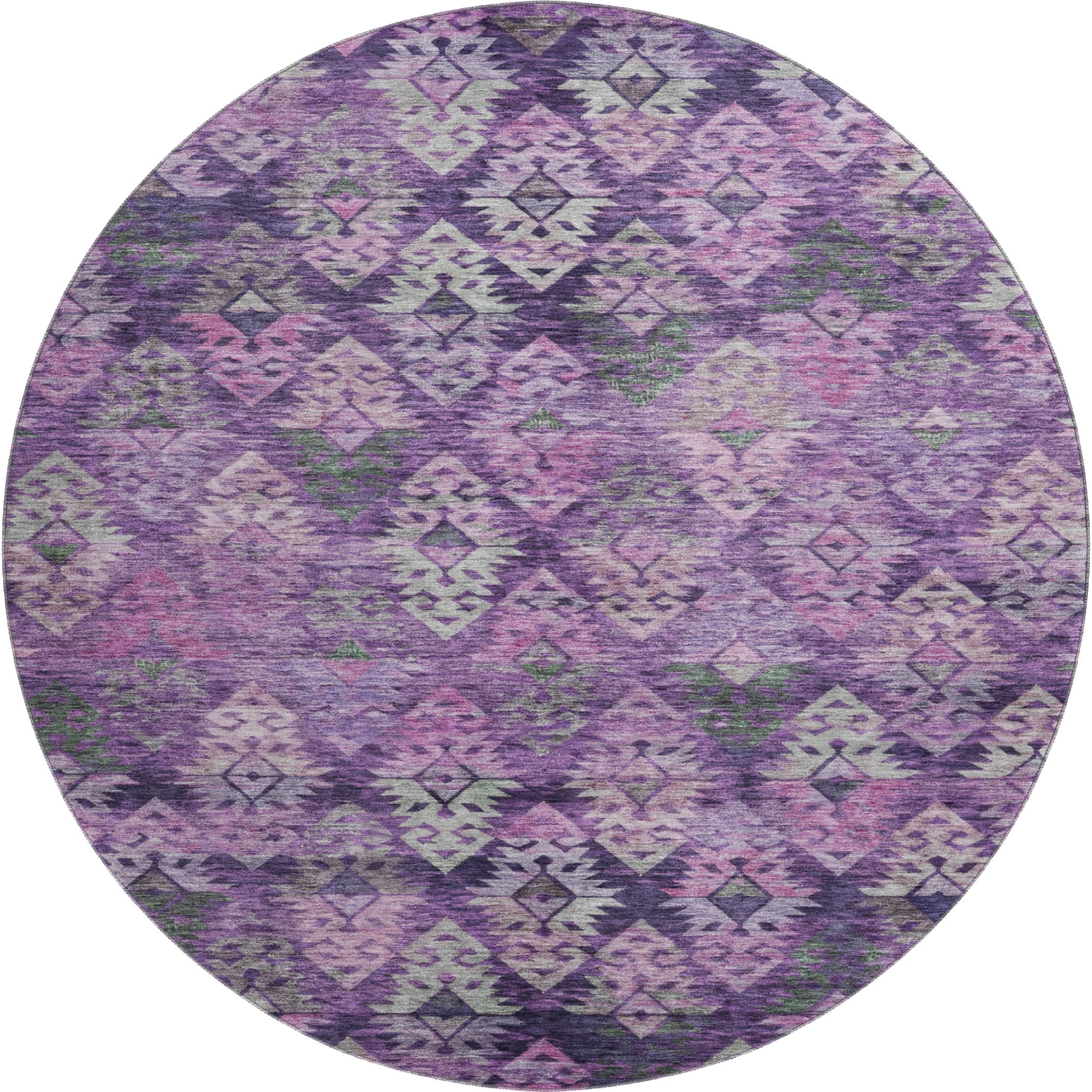 Bruges Machine Washable Transitional Eggplant Purple Rug 8' x 8' #shape_Round