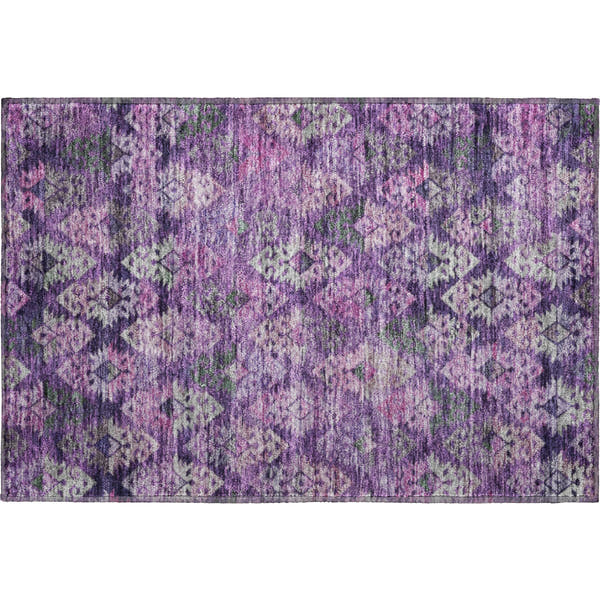 Bruges Machine Washable Transitional Eggplant Purple Rug 1'8" x 2'6"