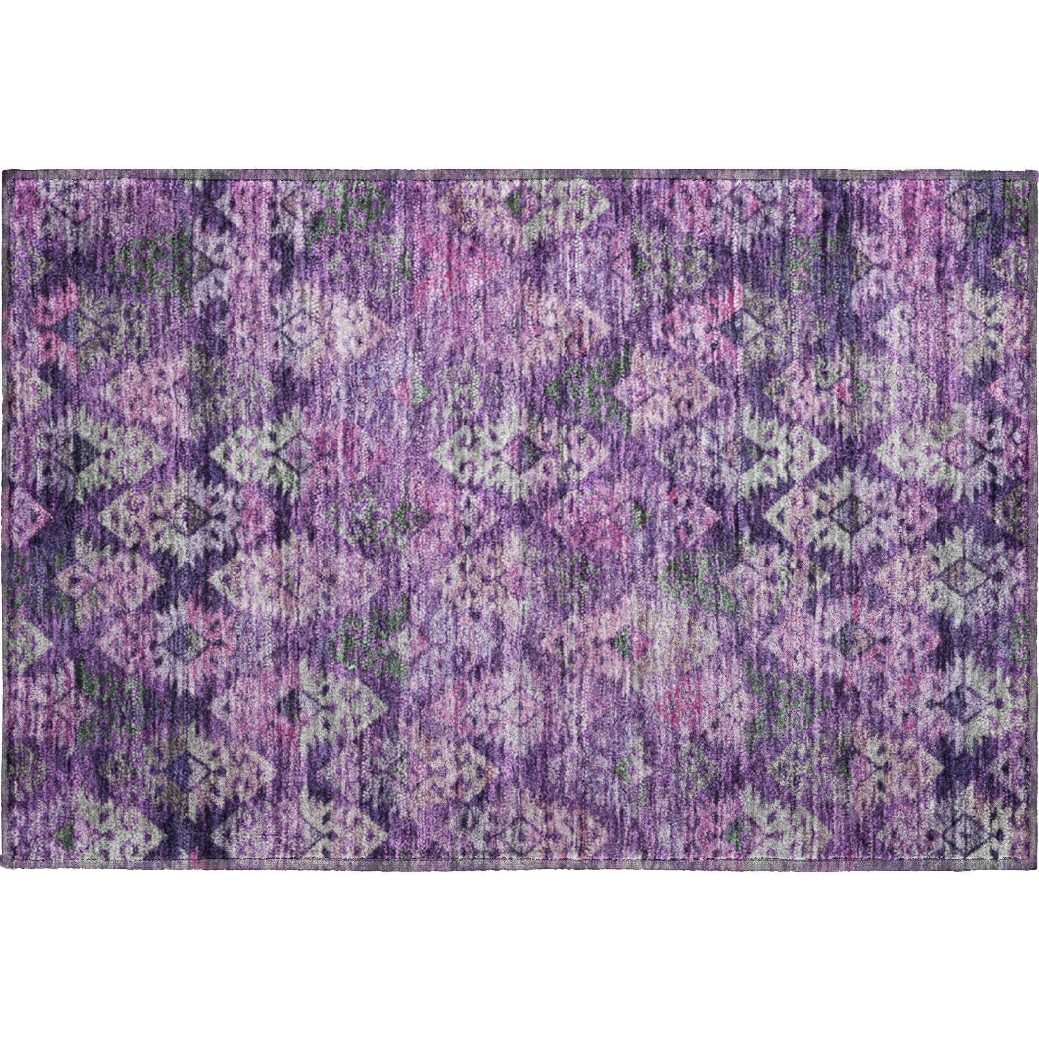 Bruges Machine Washable Transitional Eggplant Purple Rug 1'8" x 2'6" #shape_Rectangle