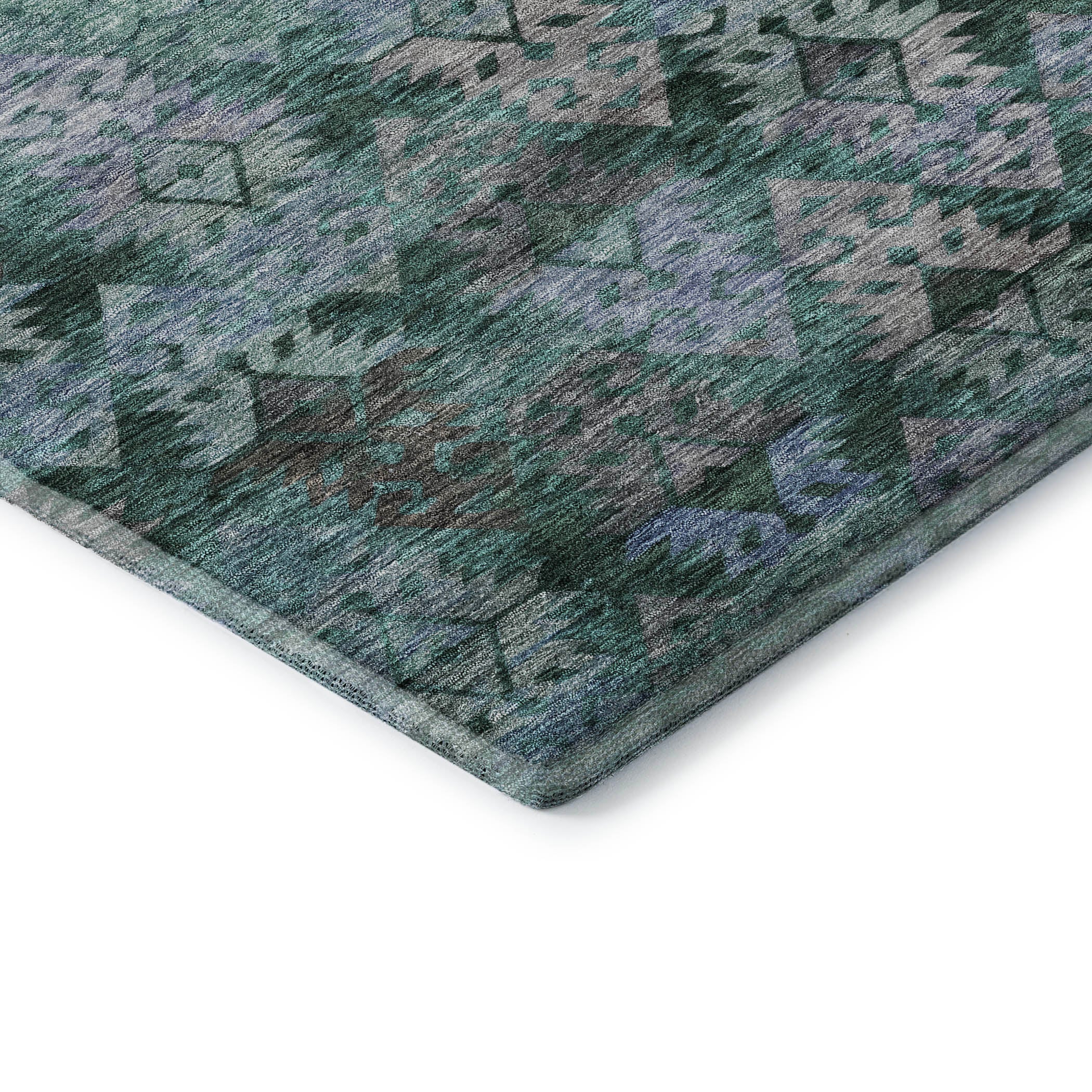 Bruges Machine Washable Transitional Emerald Green Rug 1'8" x 2'6" #shape_Rectangle